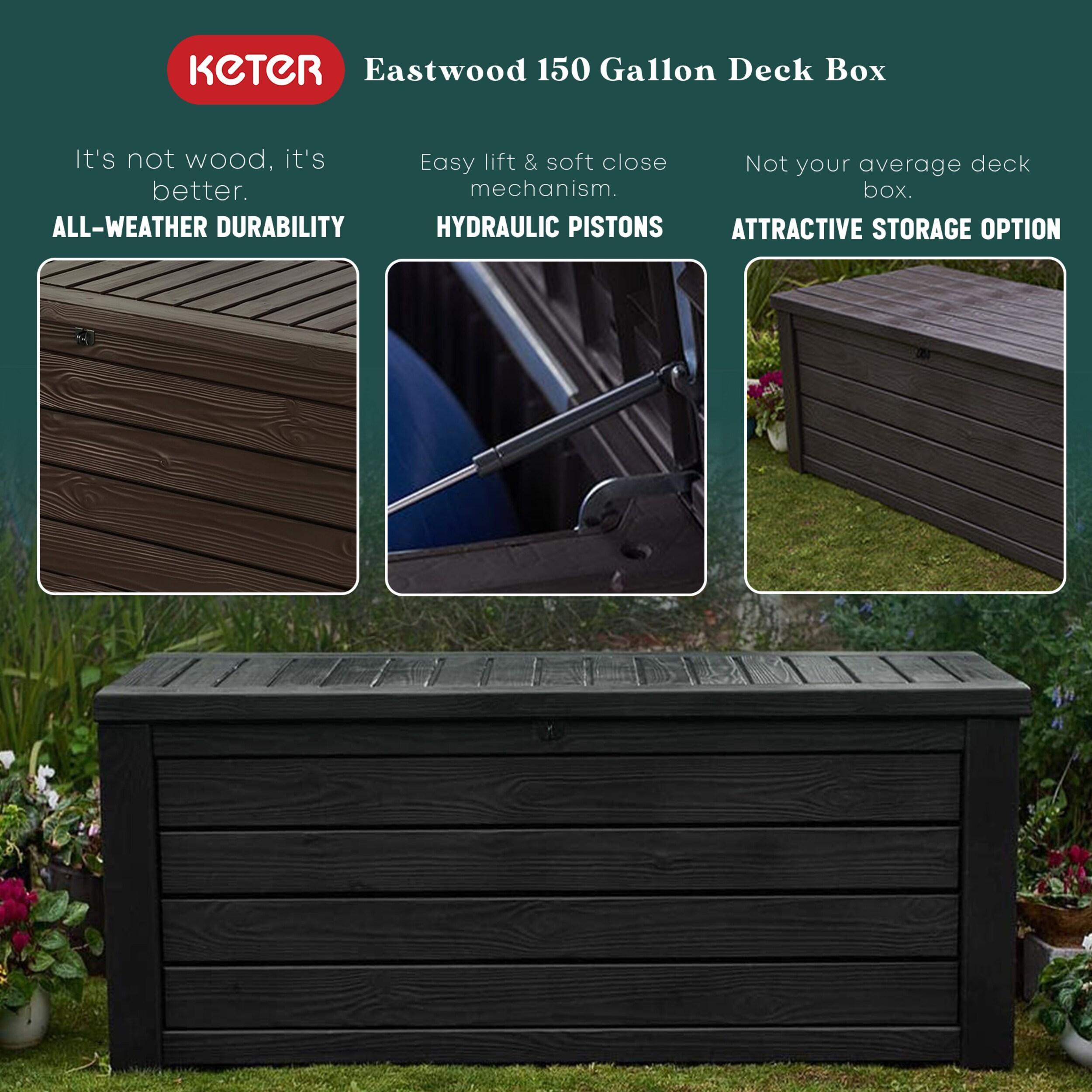 Keter Keter Westwood 150 Gallon Large Durable Resin Outdoor Storage and Organization Deck Box For Patio Furniture and Supplies