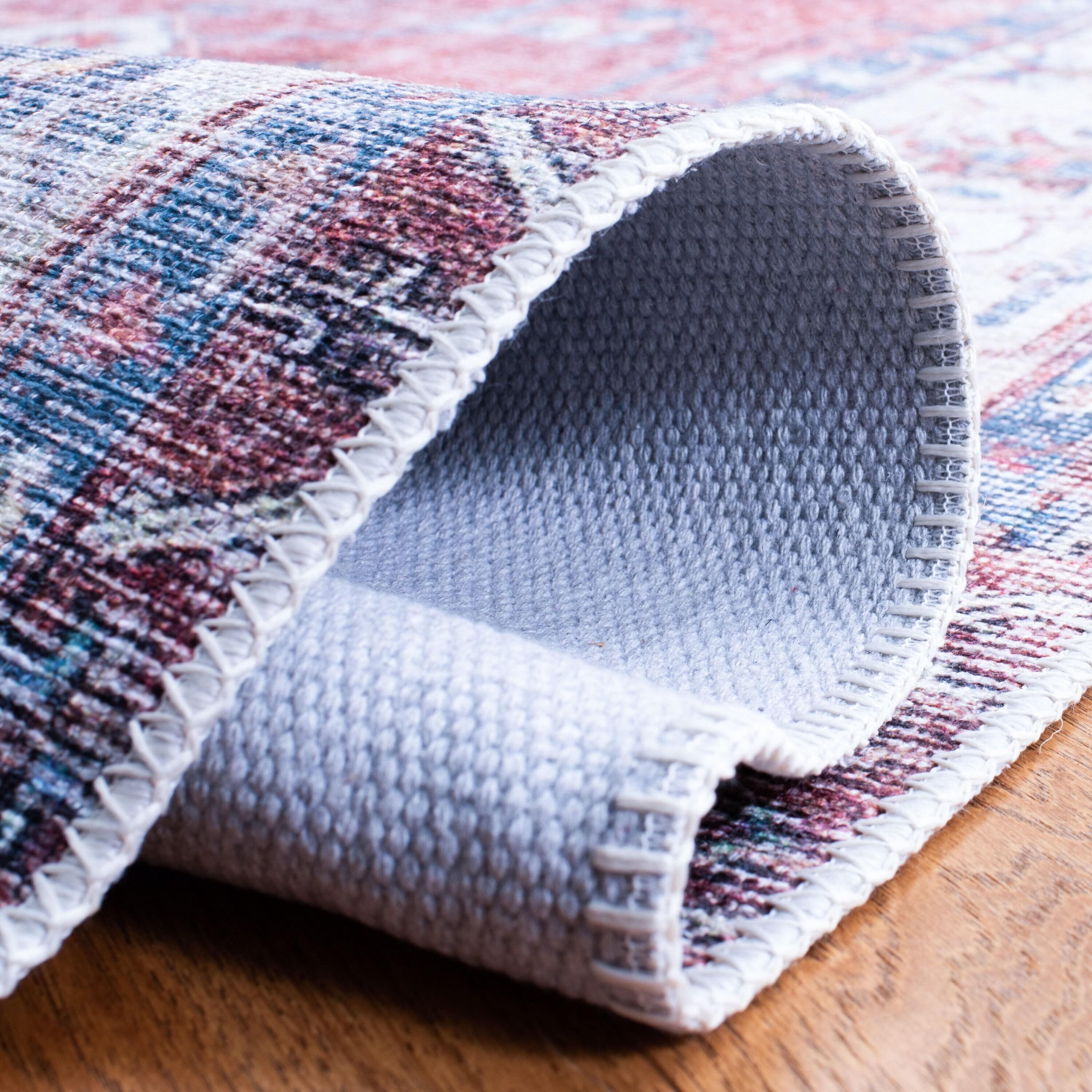 Serapi SEP355 Machine Washable Skid-Resistant Power Loomed Indoor Area Rug - Red/Ivory - 6'7"x9' - Safavieh