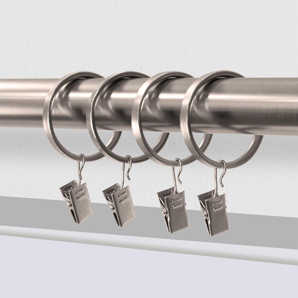 Rod Desyne 10 Curtain Rings With Clips 1-3 By 8 Inch I.D