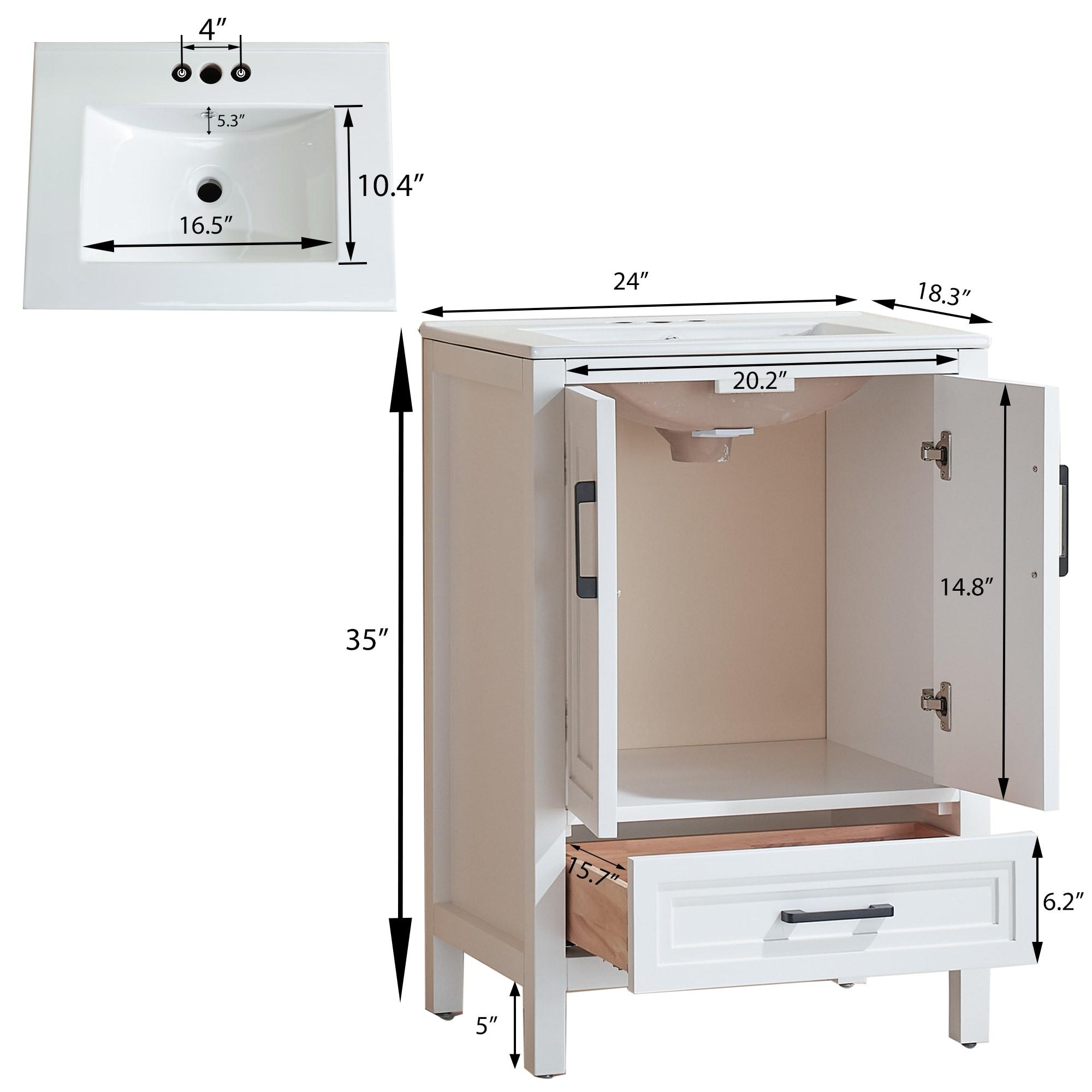 Rongeng Fully Assembled 24'' Freestanding Single Bathroom Vanity with Top