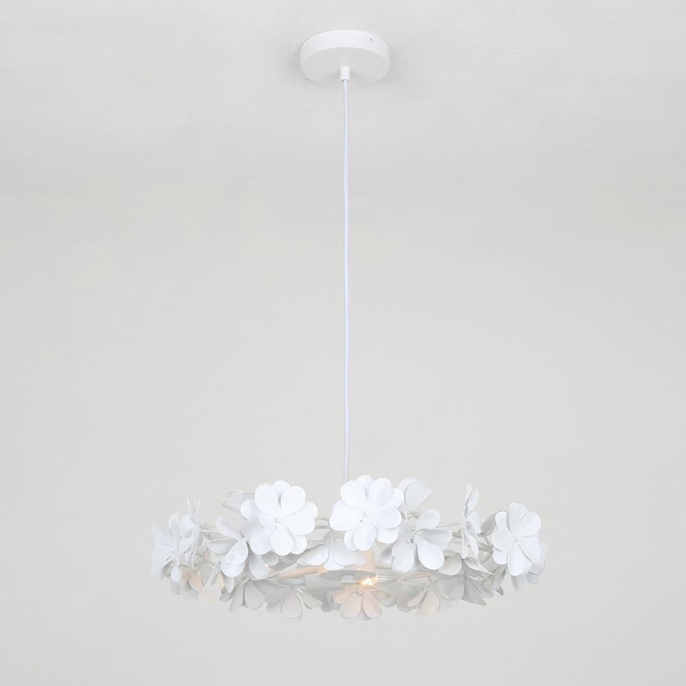 Cassia White Floral Drum 3-Light Chandelier
