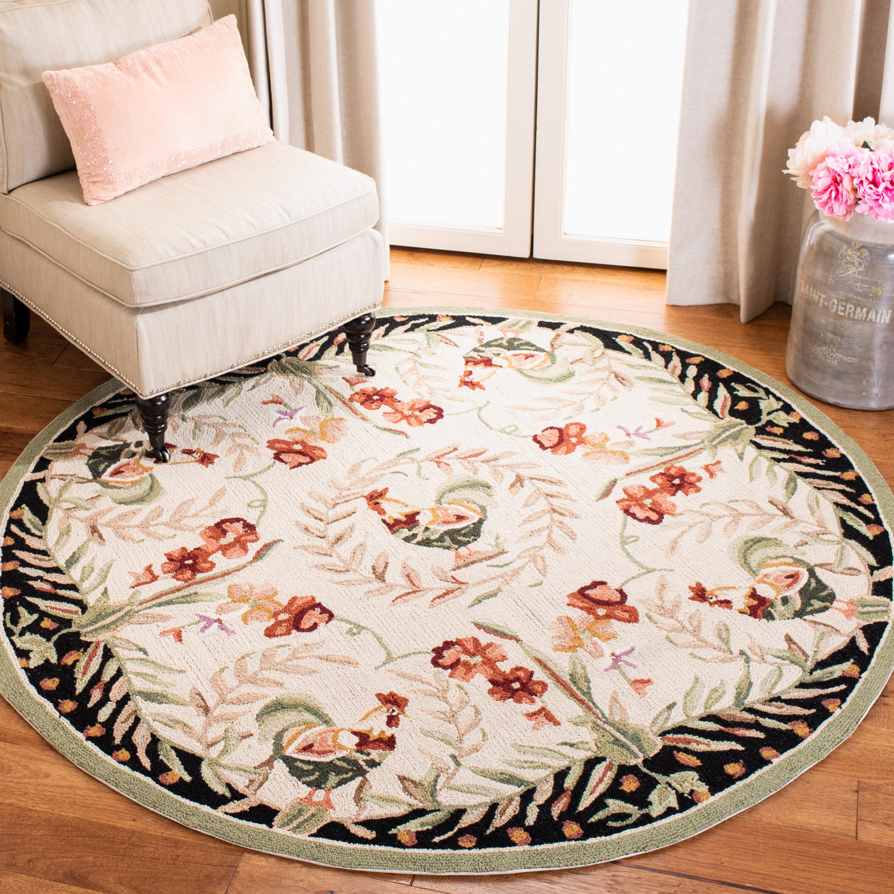 Chelsea HK92 Handmade Area Rug - 5'6" Round - Creme/Black - Safavieh