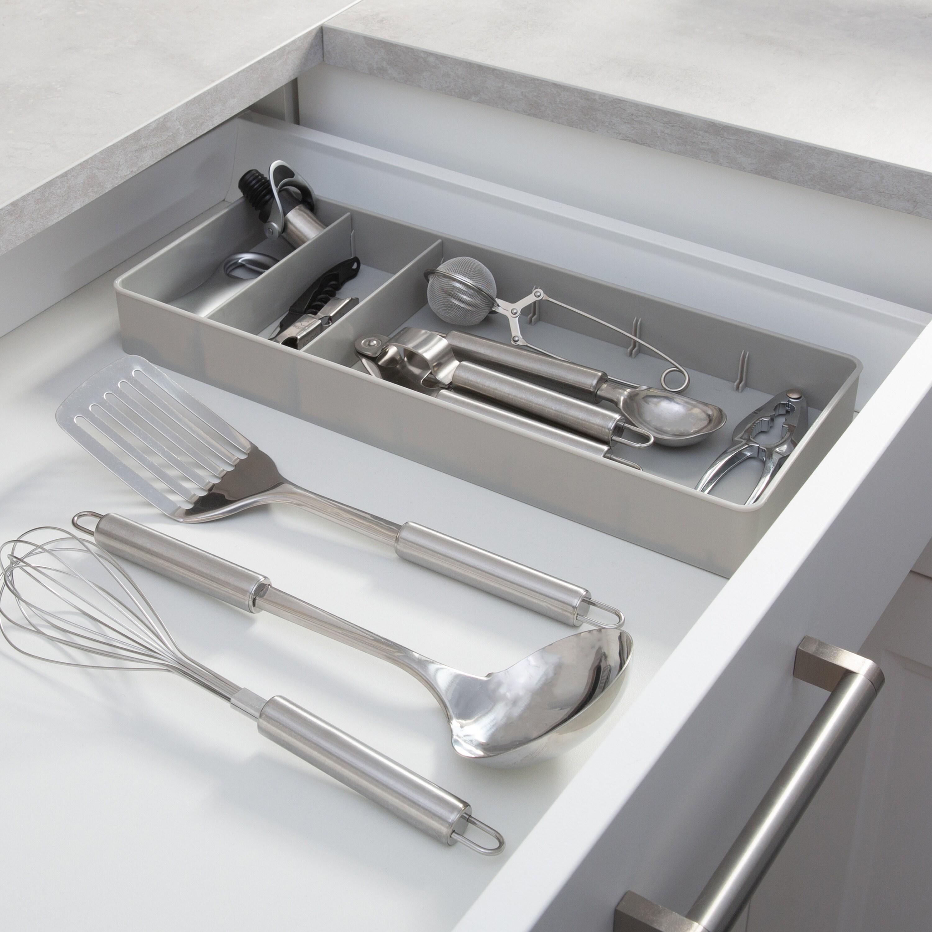 Kitchen Details Adjustable Drawer Organizer in Grey