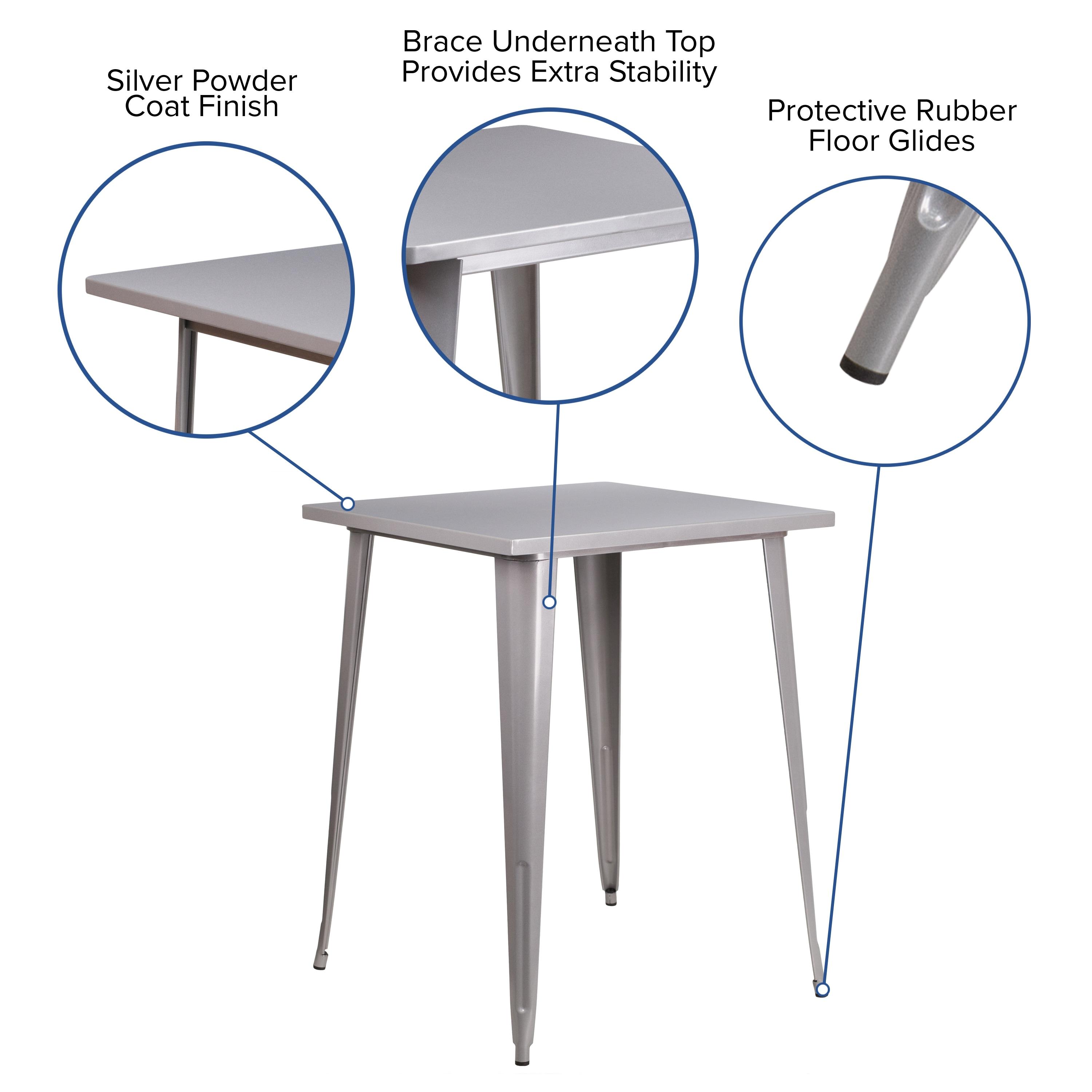 Flash Furniture Commercial Grade 31.5" Square Silver Metal Indoor-Outdoor Bar Height Table