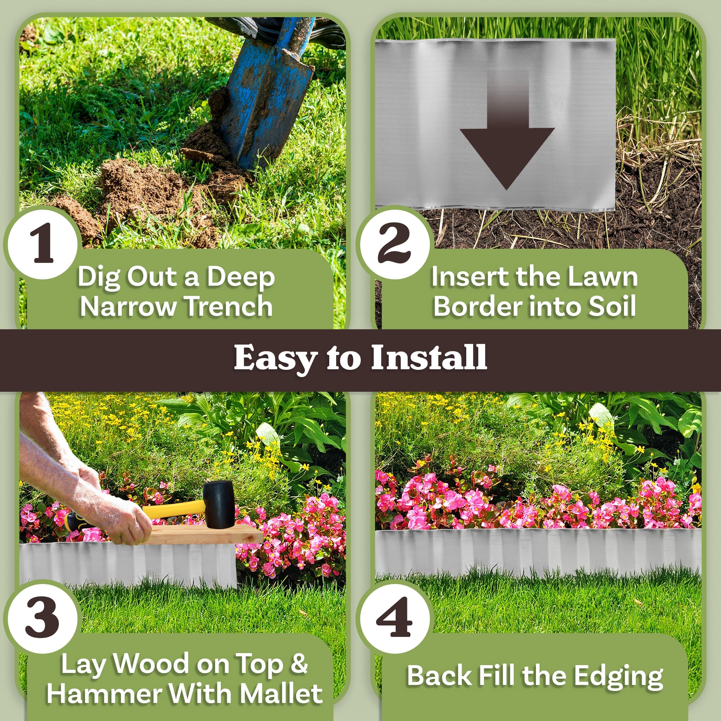 Nature Spring Galvanized Steel Garden Border Edge - 16'