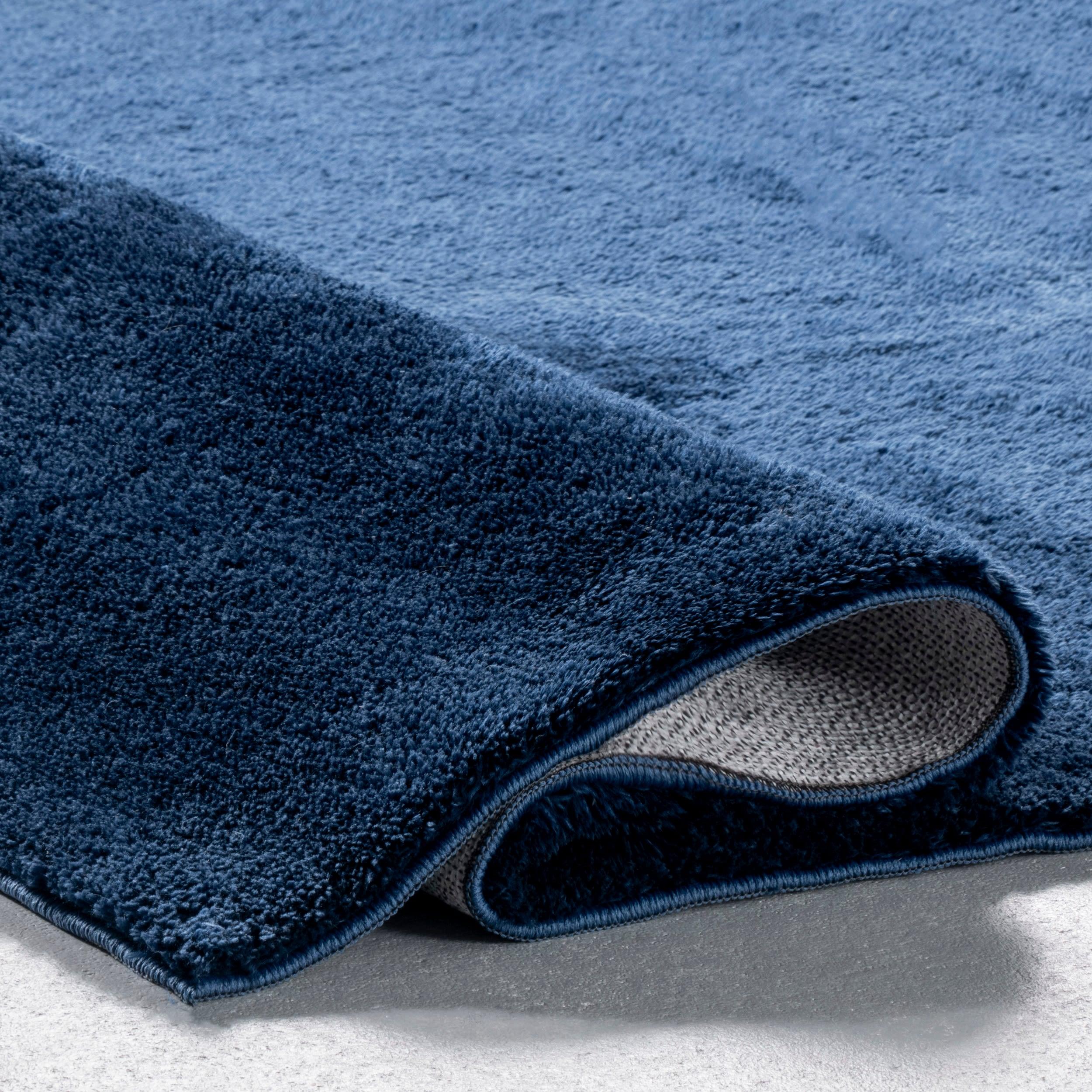 Nuloom Loni Cozy Plush Solid Pet Friendly Premium Machine Washable Shag Area Rug, 4' x 6', Navy