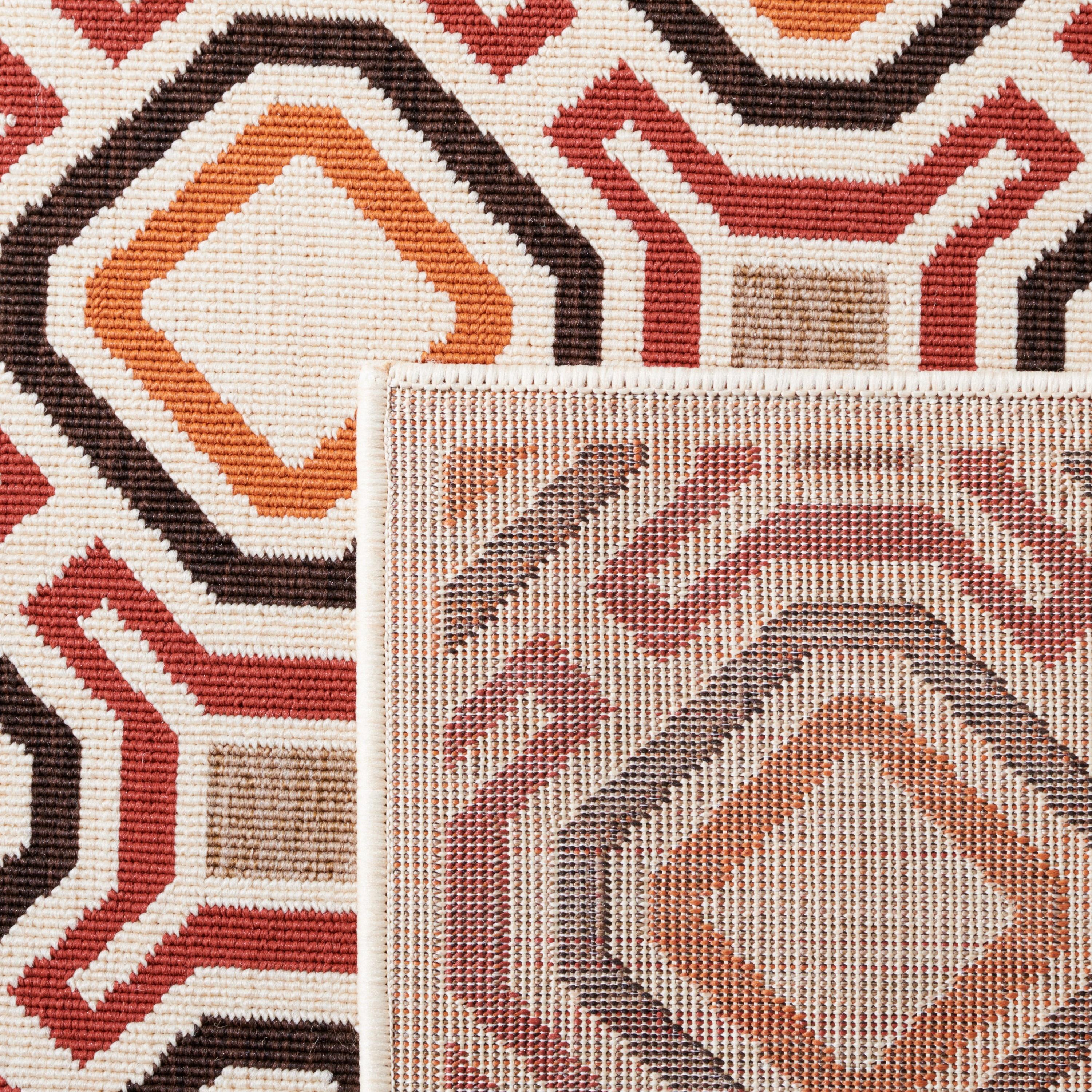 Veranda VER089 Power Loomed Indoor/Outdoor Area Rug - Creme/Red - 4'x5'7" - Safavieh.