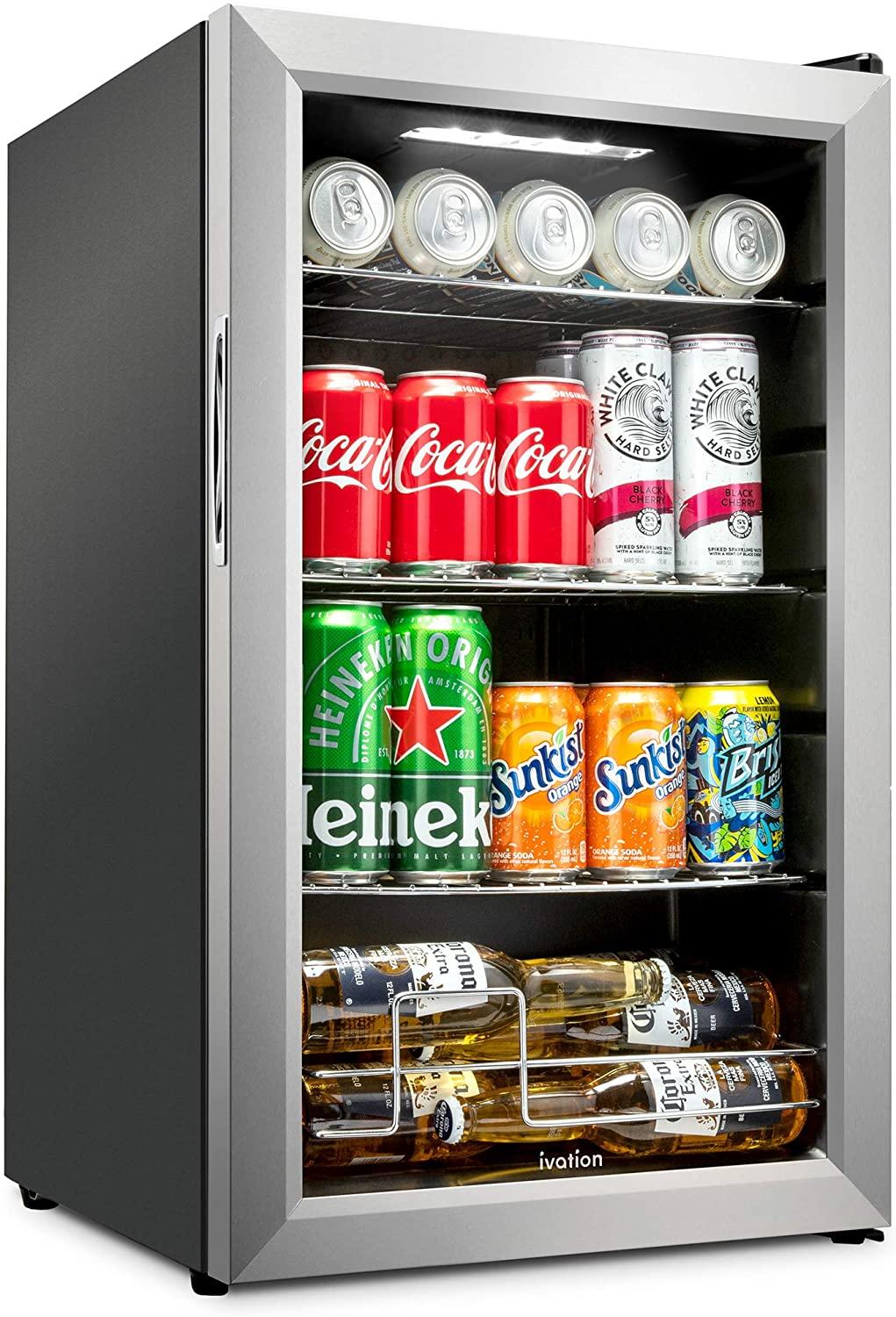 Ivation 101 Can Mini Fridge, Small Adjustable Beverage Refrigerator