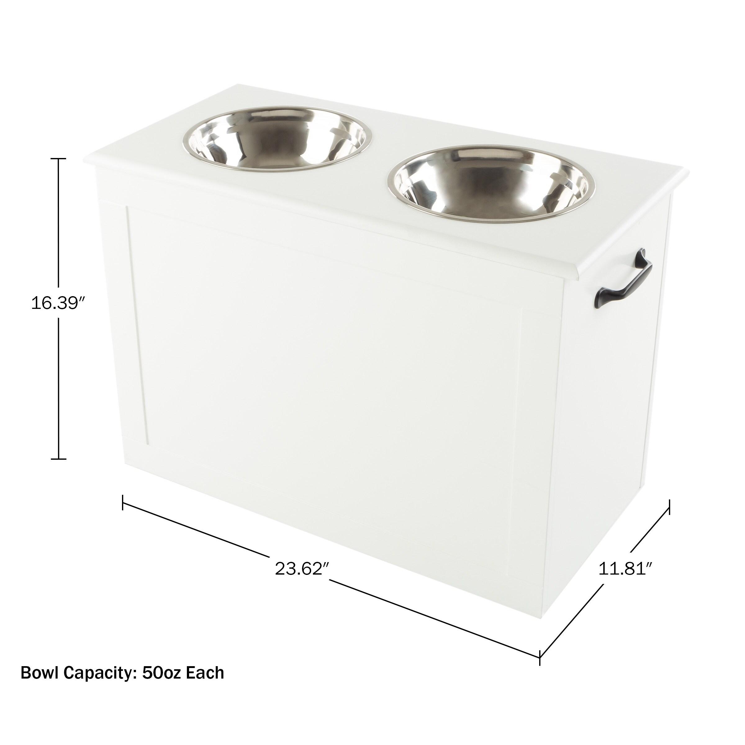 Petmaker PETMAKER Elevated Dog Bowls with Storage, White