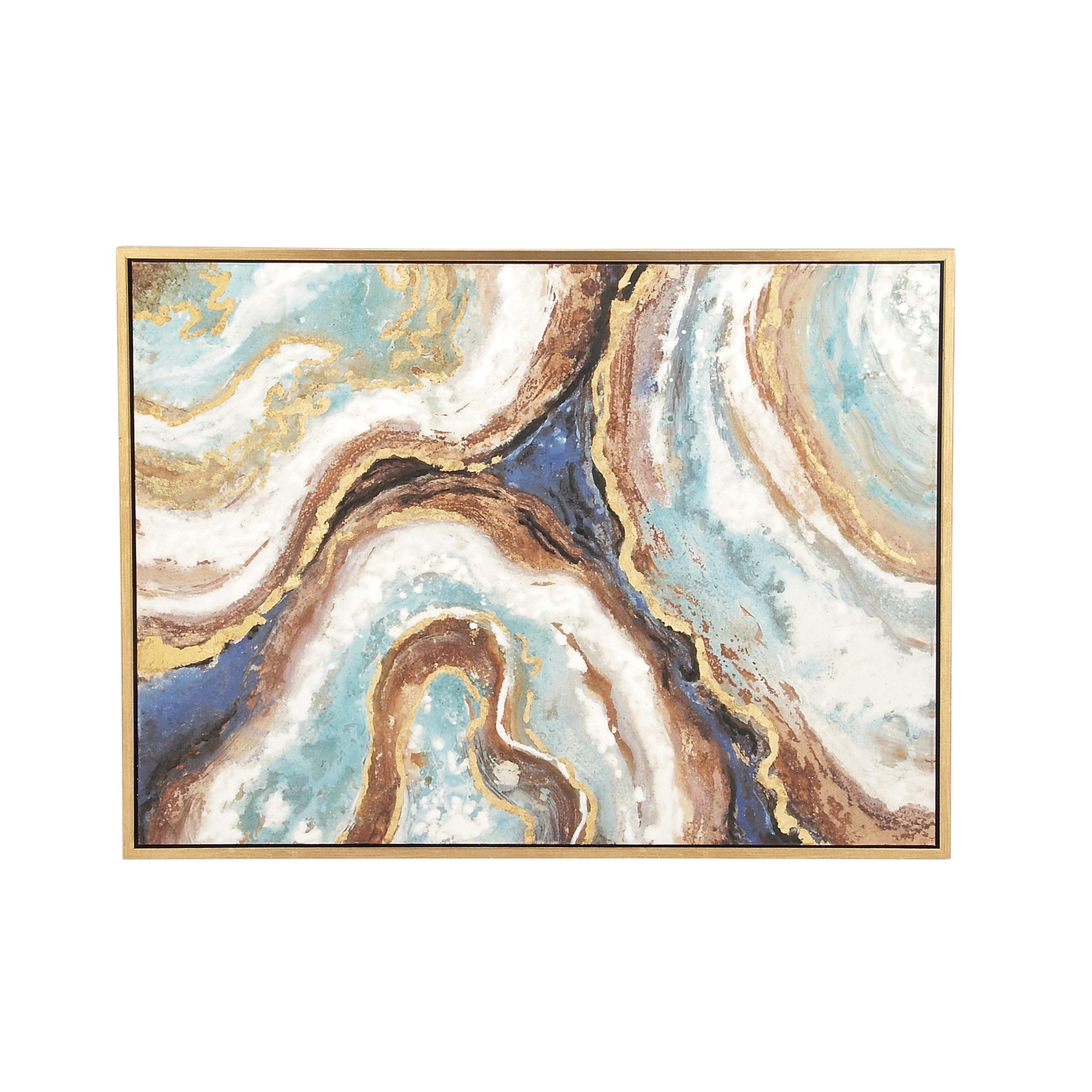 Canvas Geode Enlarge Slice Framed Wall Art Gold - Olivia & May: Hand Painted, Glam Style Decor, 36x47"