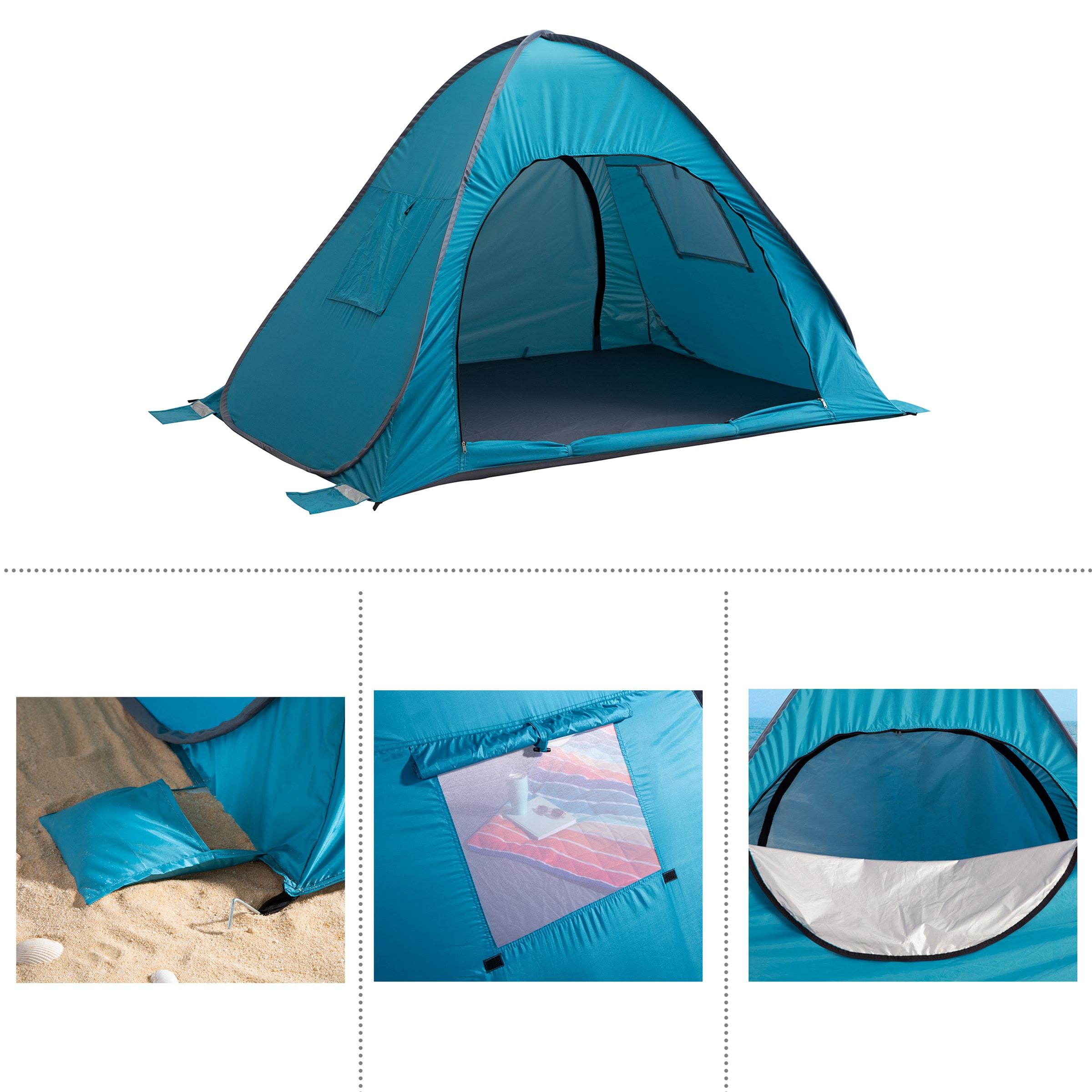 Wakeman Pop Up Beach Tent - Fits 2 People - Sun Shelter with UV Protection and Ventilation, Blue