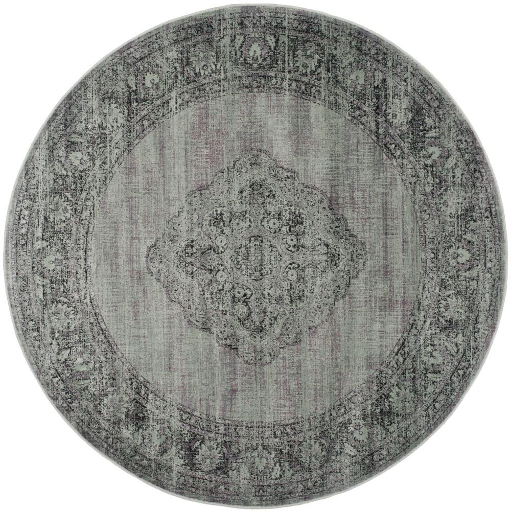 Vintage VTG112 Power Loomed Indoor Skid-Resistant Area Rug - Light Blue - 6' Round - Safavieh
