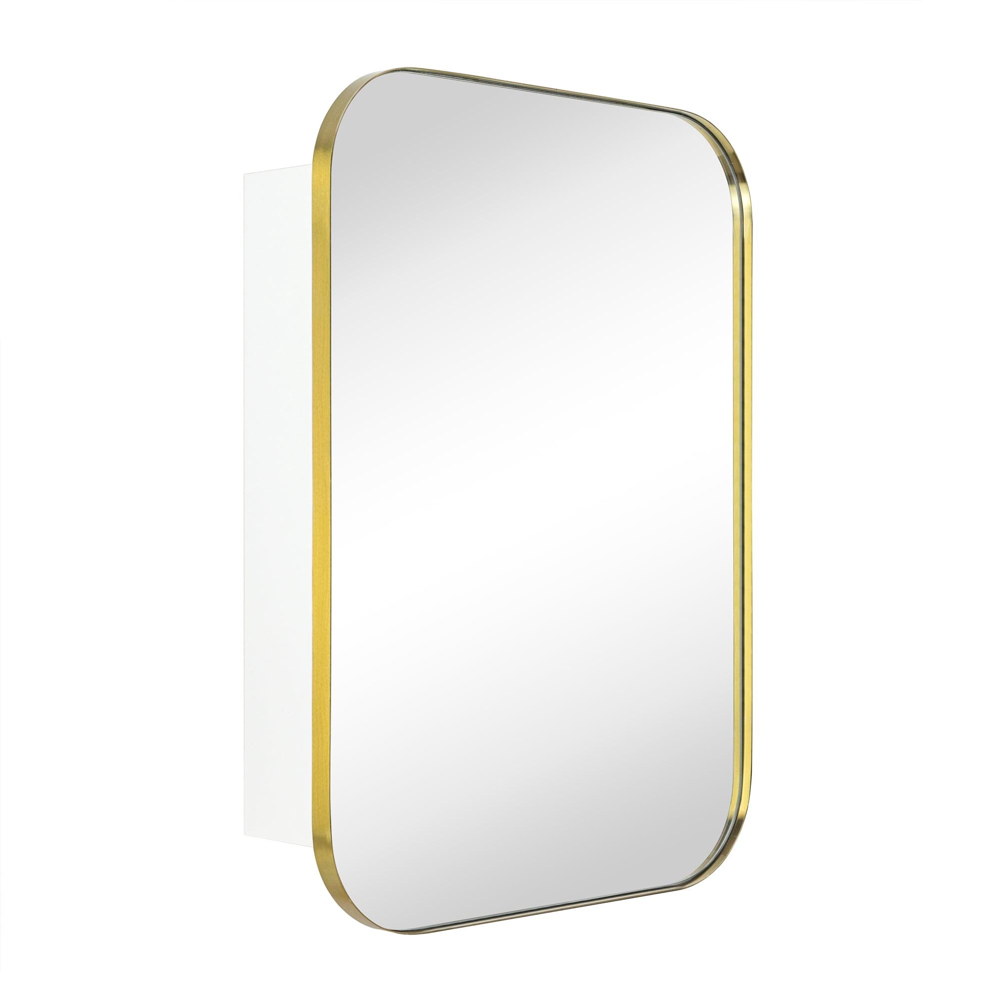 TEHOME Gold Surface and Recessed Mount Rectangular Stainless Steel Metal Framed Bathroom Medicine Cabinet with Mirror, 22'' W x 30'' H