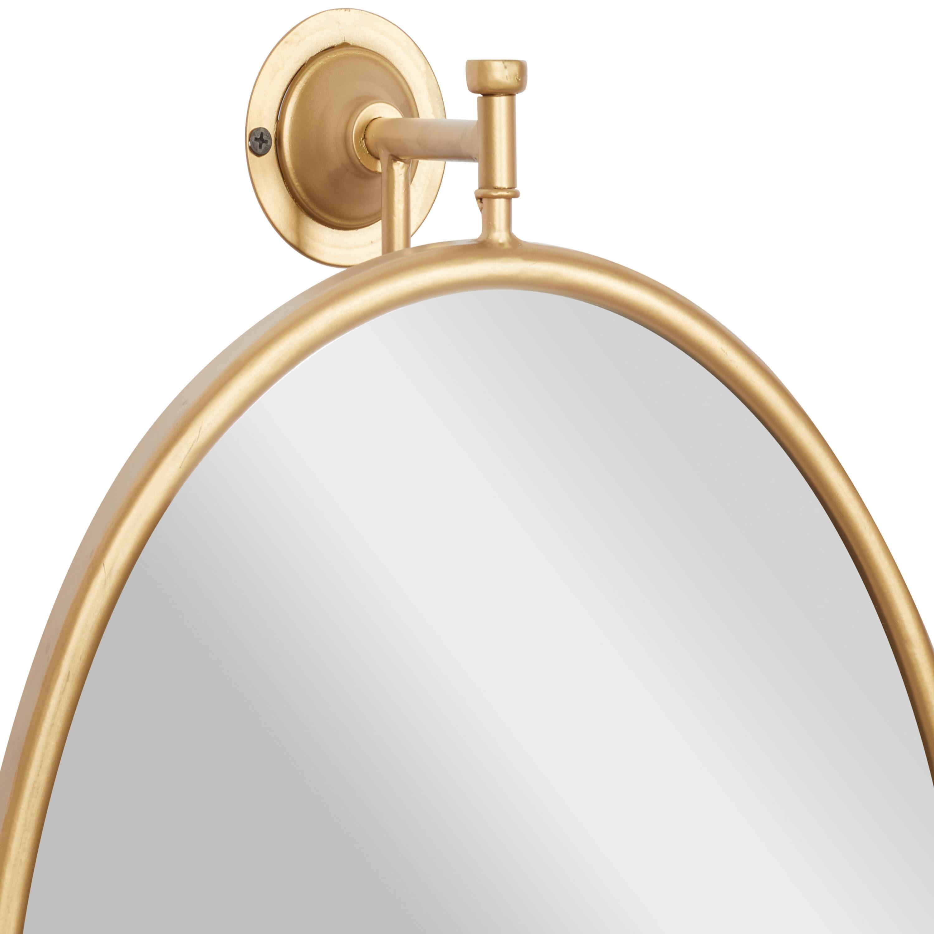 DecMode 15" x 29" Gold Oval Shaped Wall Mirror