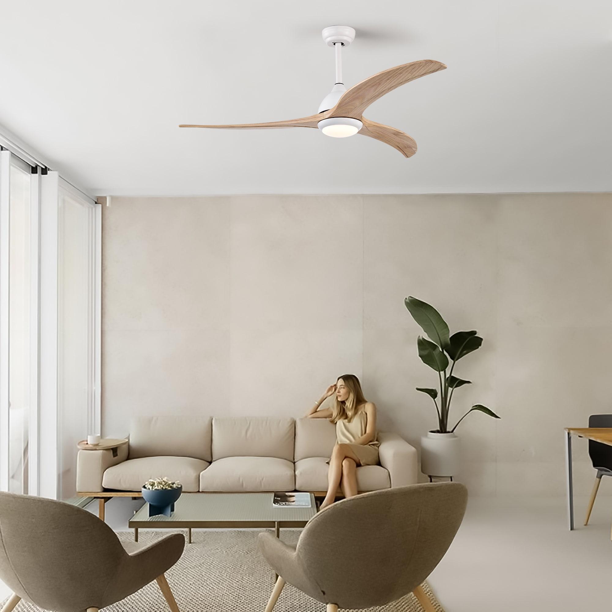 52" Ceiling Fan, Indoor Outdoor Ceiling Fan With Light with Remote Control, Noiseless Reversible Motor, 6 Speed ,3 Color ,Indoor.(Matte White)