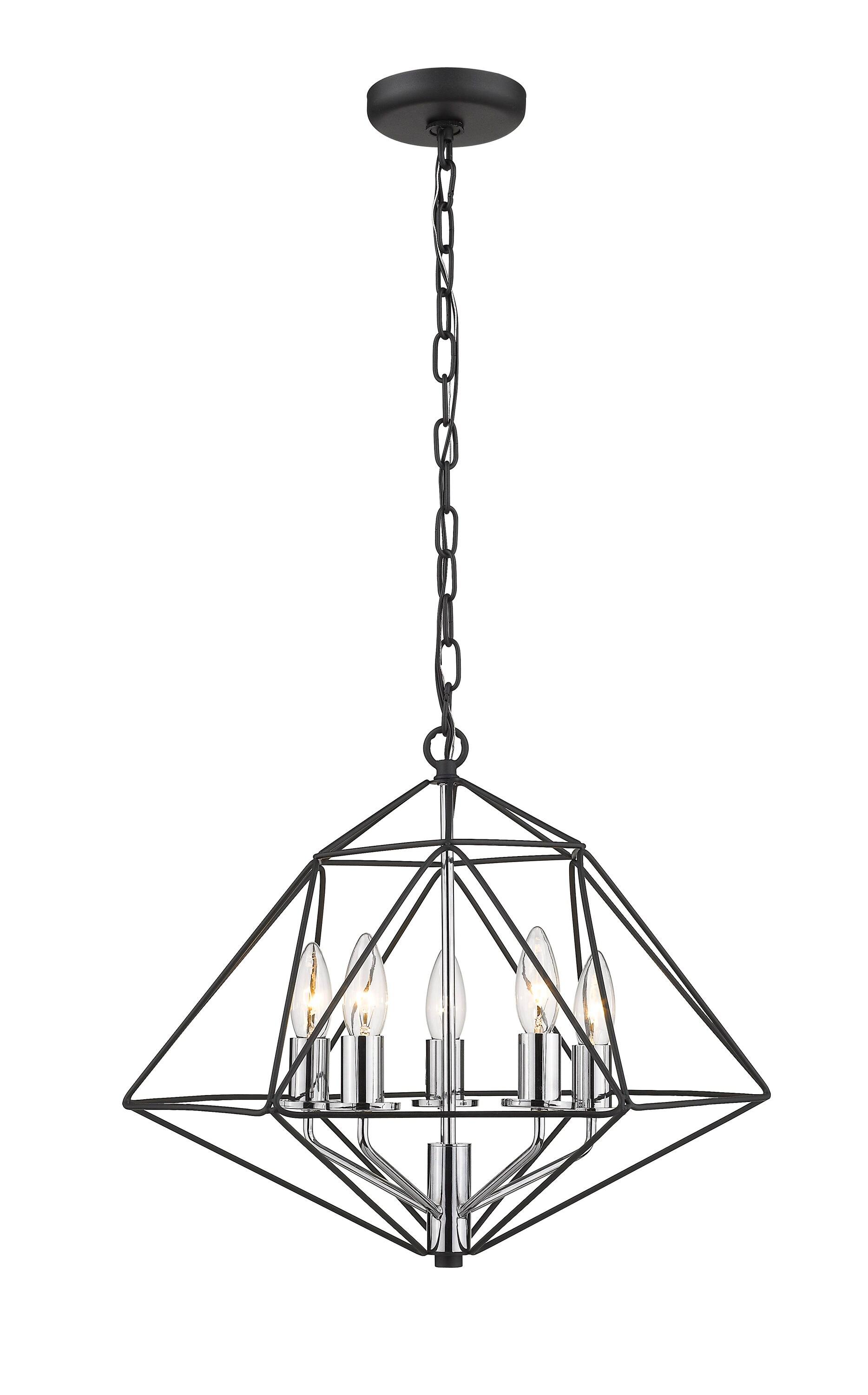 Z-Lite Geo 5 - Light Chandelier in  Matte Black/Chrome