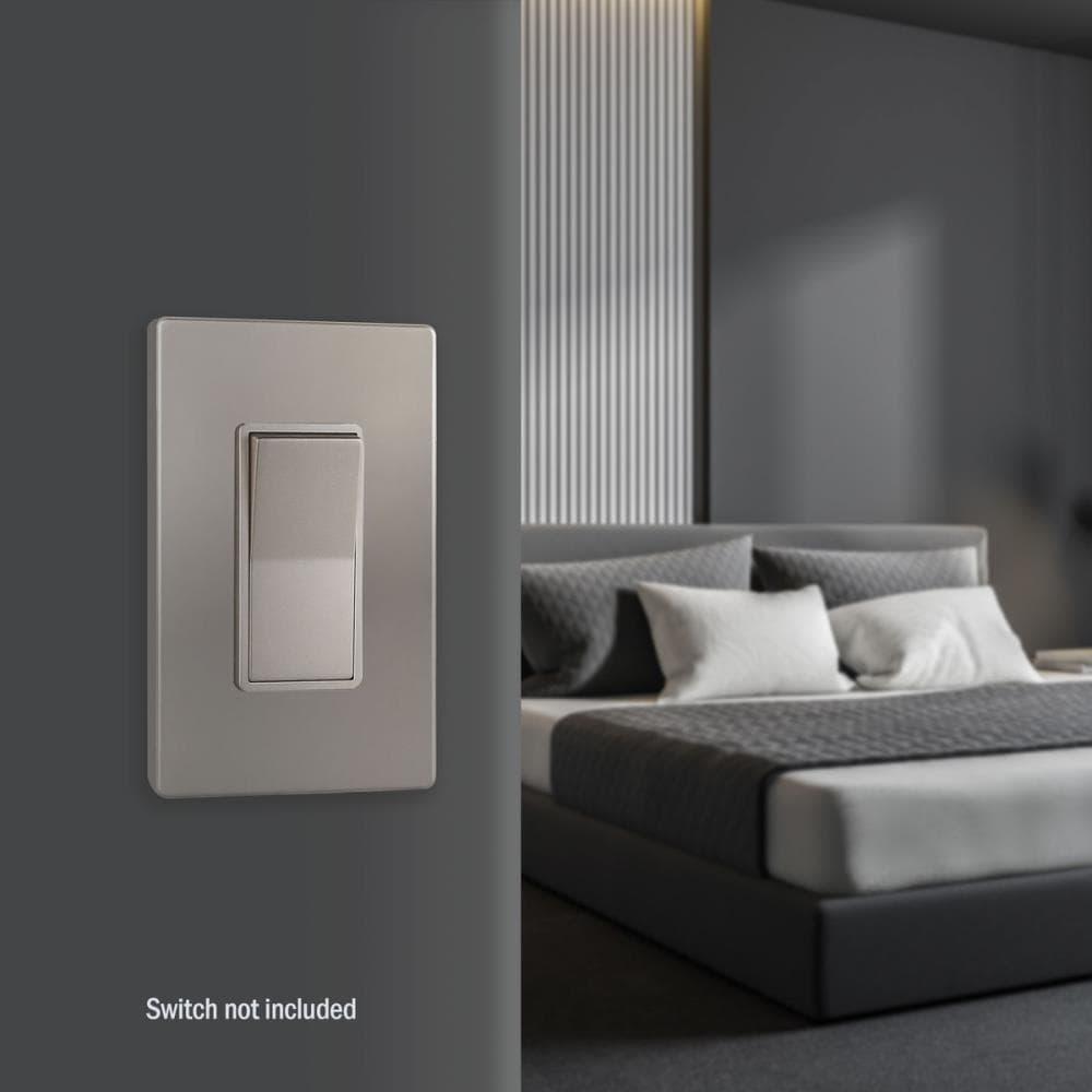 ENERLITES Elite Series Screwless Decorator Wall Plate Child Safe Outlet Cover, Size 1-Gang, Unbreakable Polycarbonate Thermoplastic, SI8831-NK, Nickel