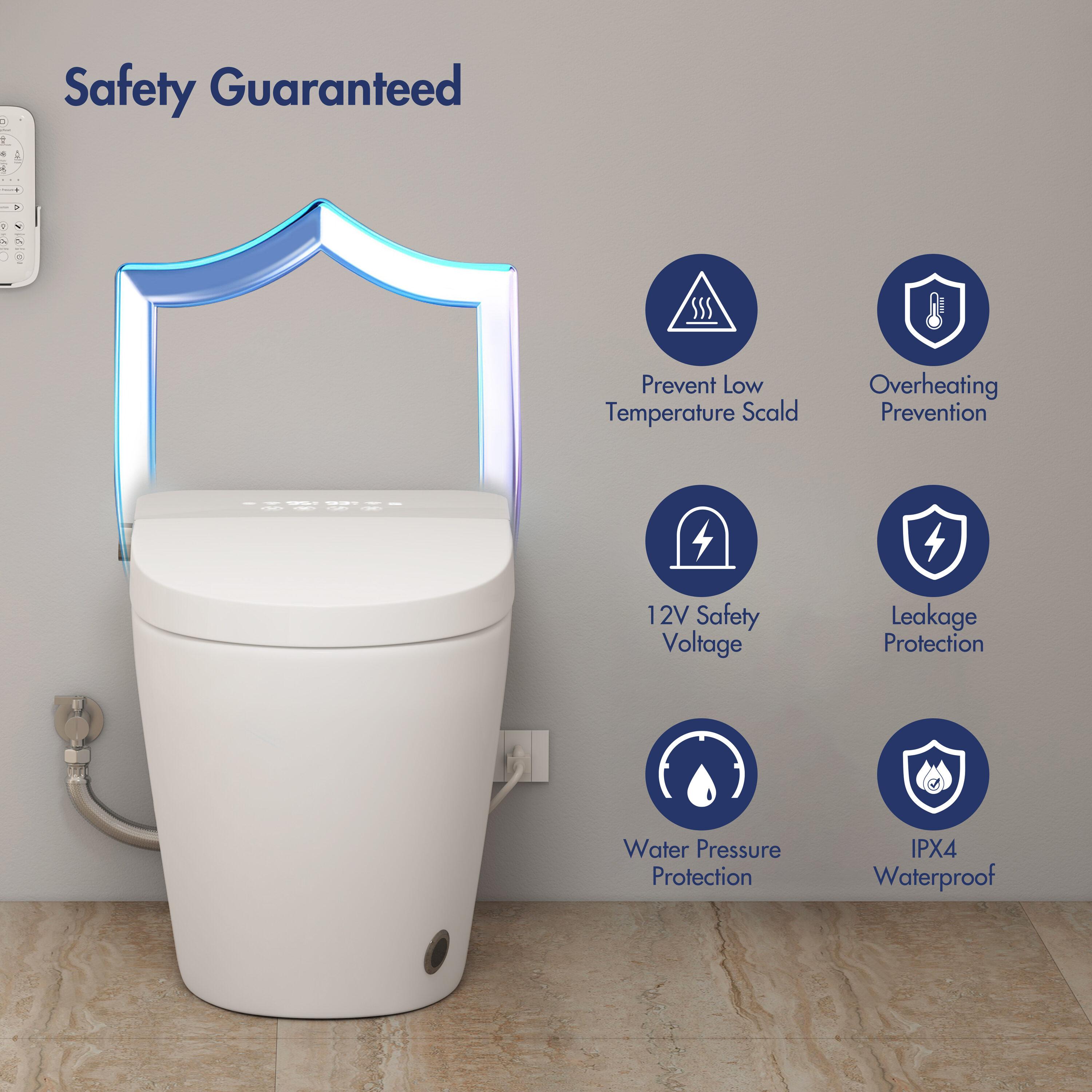 Eridanus White Vitreous China Smart Bidet Toilet with Heated Seat and Remote Control