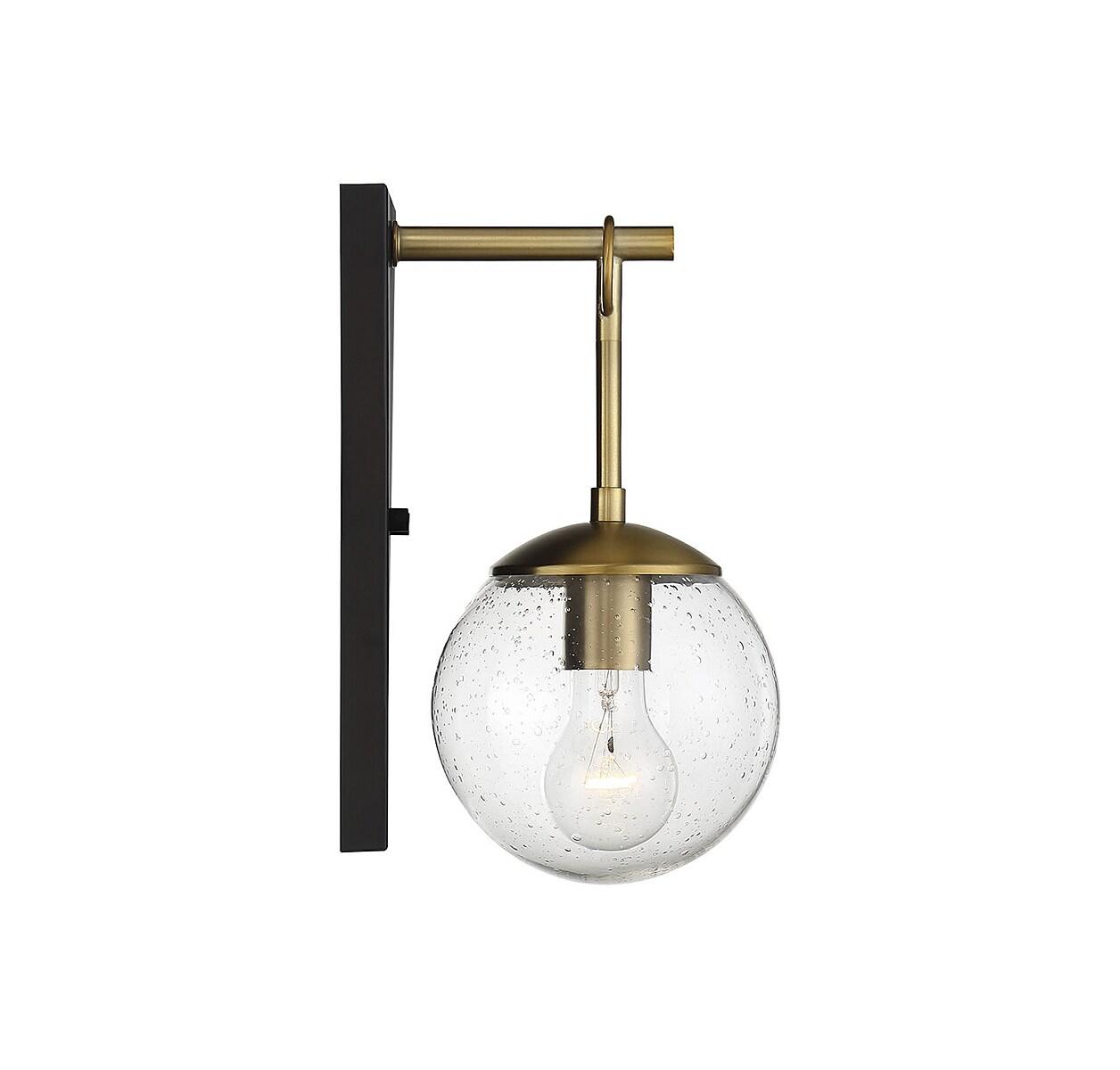 1 Light Outdoor Wall Lantern in Mid-Century Modern Style-11 Inches Tall and 6 Inches Wide-Oil Rubbed Bronze/Natural Bras