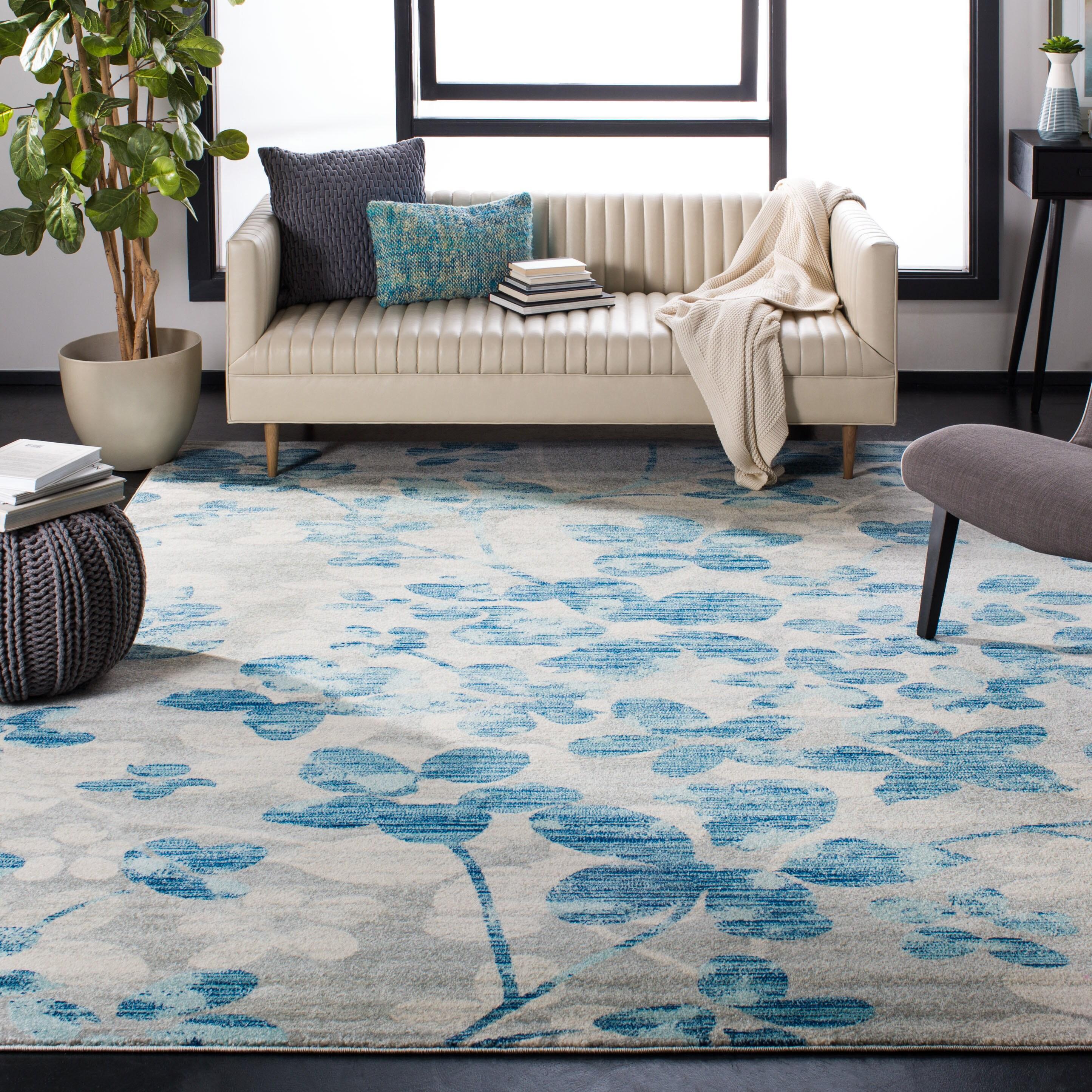 Evoke EVK236 Power Loomed Area Rug - Grey/Light Blue - 8'9"x11'9" - Safavieh.