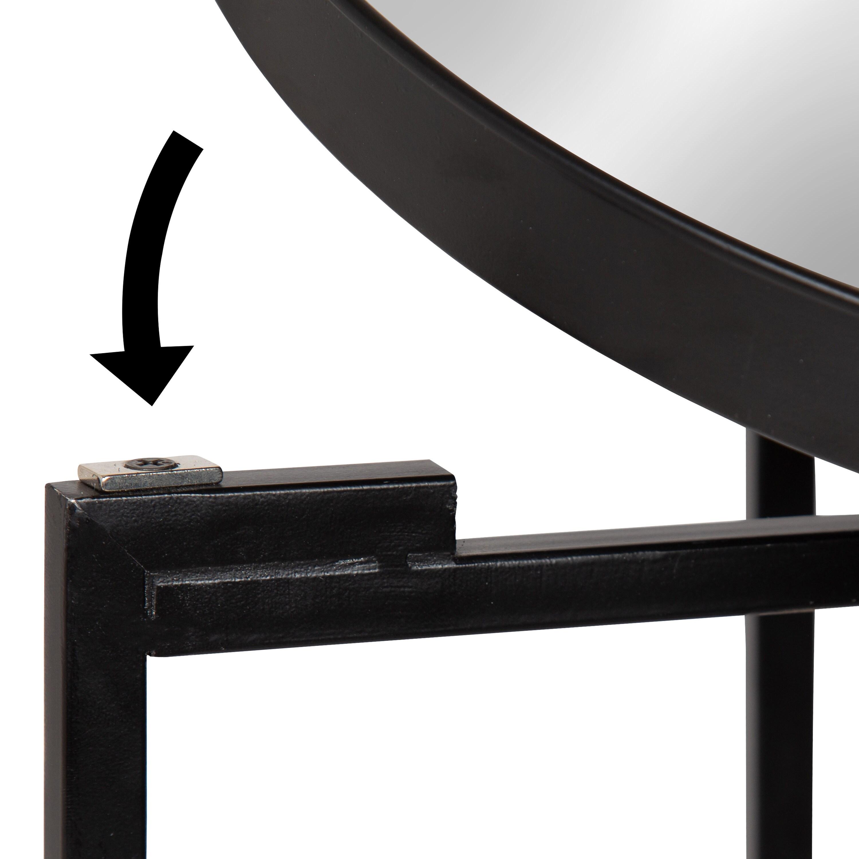 Kate and Laurel Celia Round Metal Tea Table, 14x14x25.75, Black and Mirror