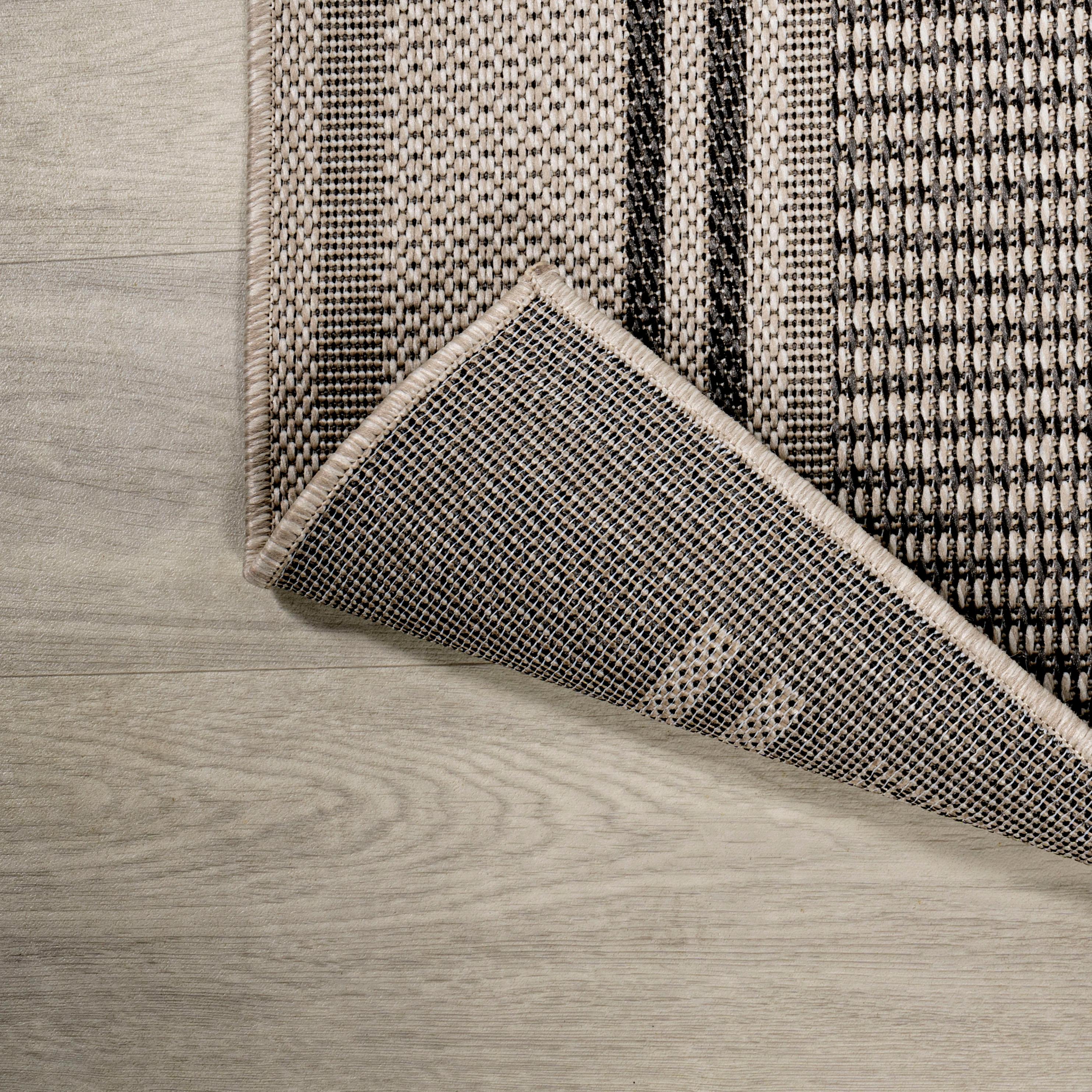 3' x 5' Haynes Modern Double Stripe Indoor/Outdoor Area Rug, Black/Beige - JONATHAN Y