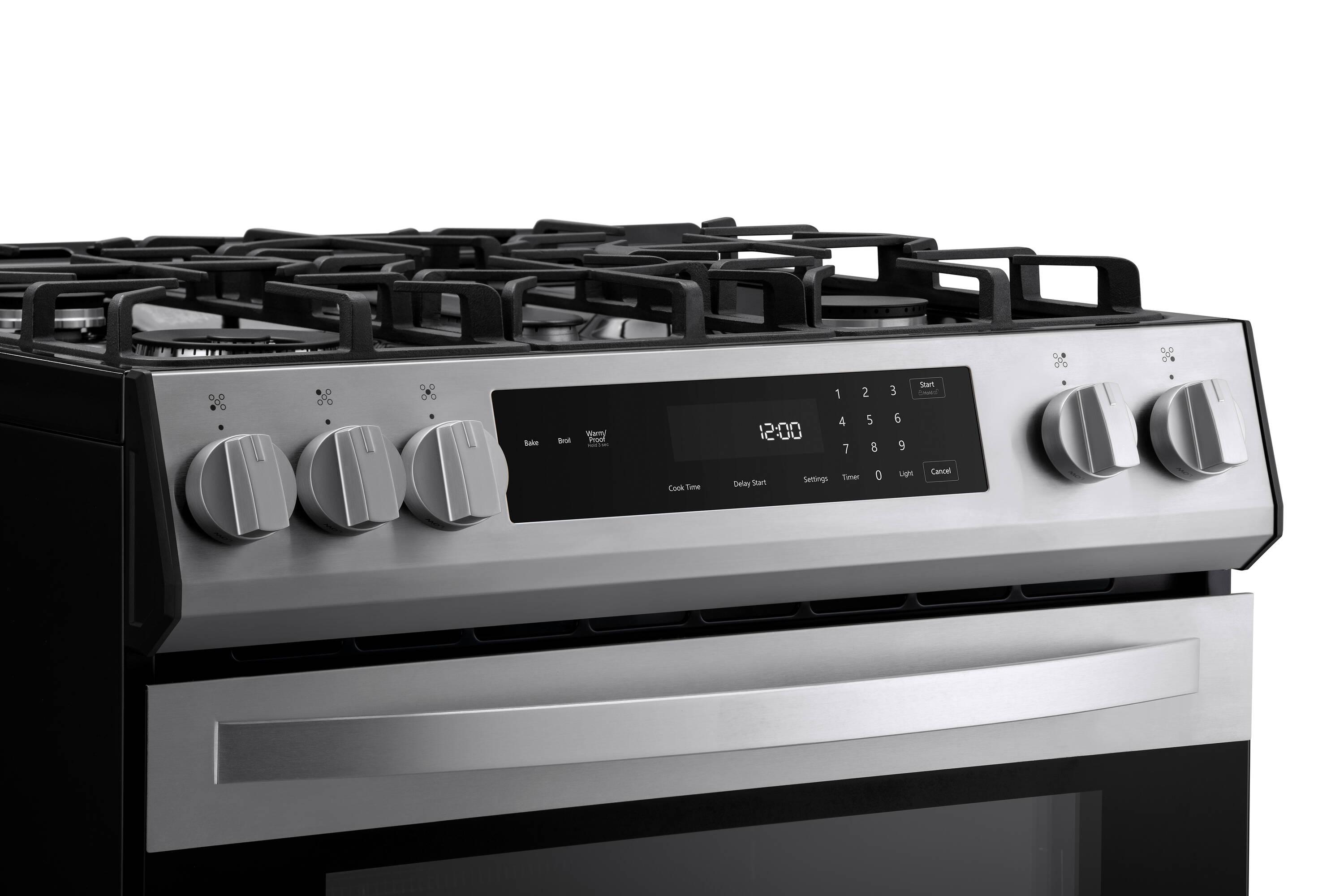 Kenmore 5.6 cu. ft. Front-Control Gas Range with 5 Burners and Hidden Bake Stainless Steel