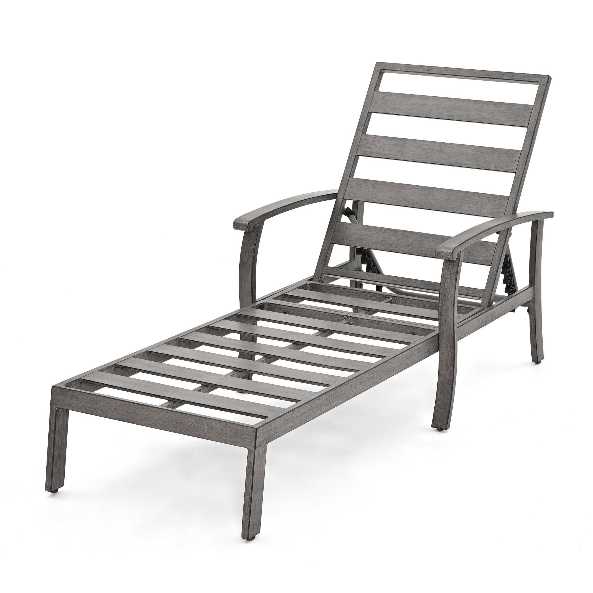 2-piece Outdoor Alumiunm Gray Patio Chaise Lounge Chair