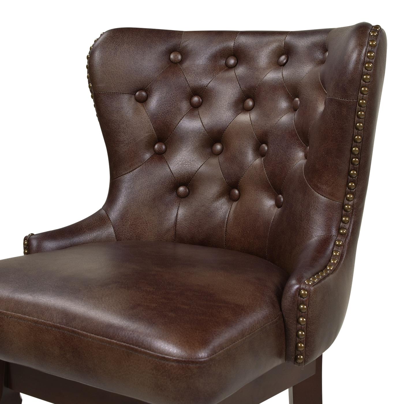 Holmes Tufted High-Back 360 Swivel Counter-Height Barstool Mid Brown