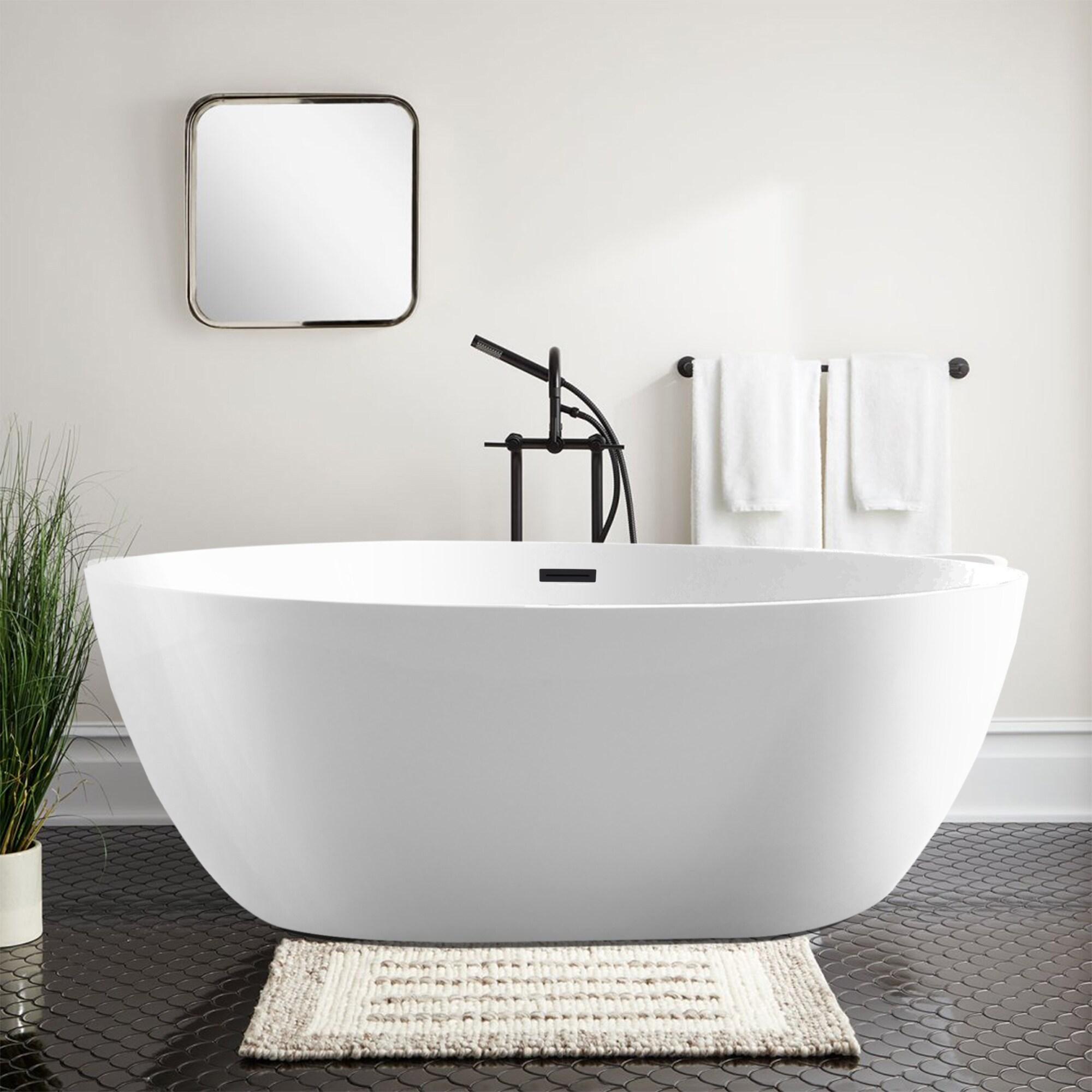 Vanity Art 59" X 32" White Acrylic Freestanding Bathtub