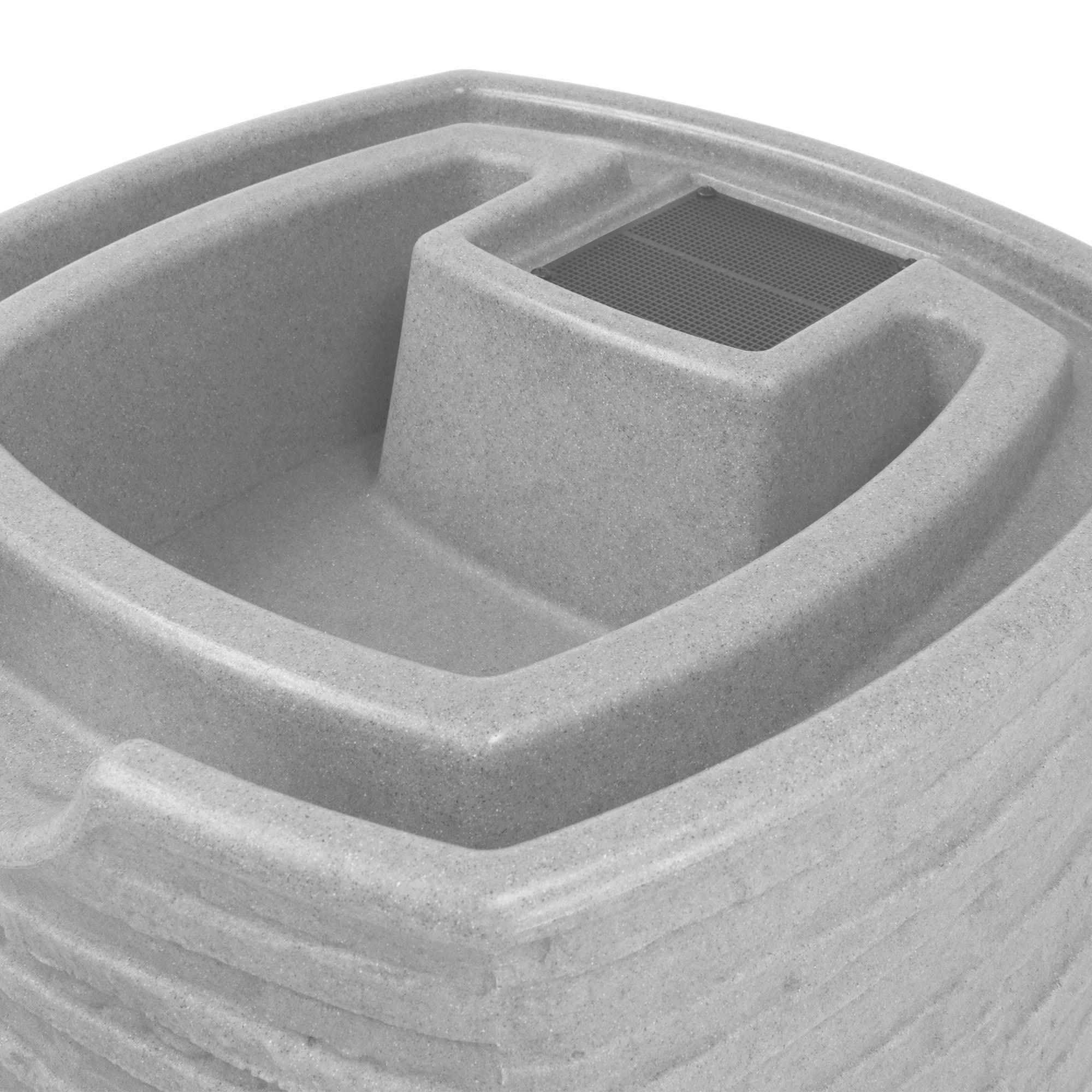 Good Ideas Impressions Riverwalk 50 Gallon Faux Slate Surface Dual Spigot Rain Barrel with 2 Brass Spigots and Screen, Light Granite (4 Pack)