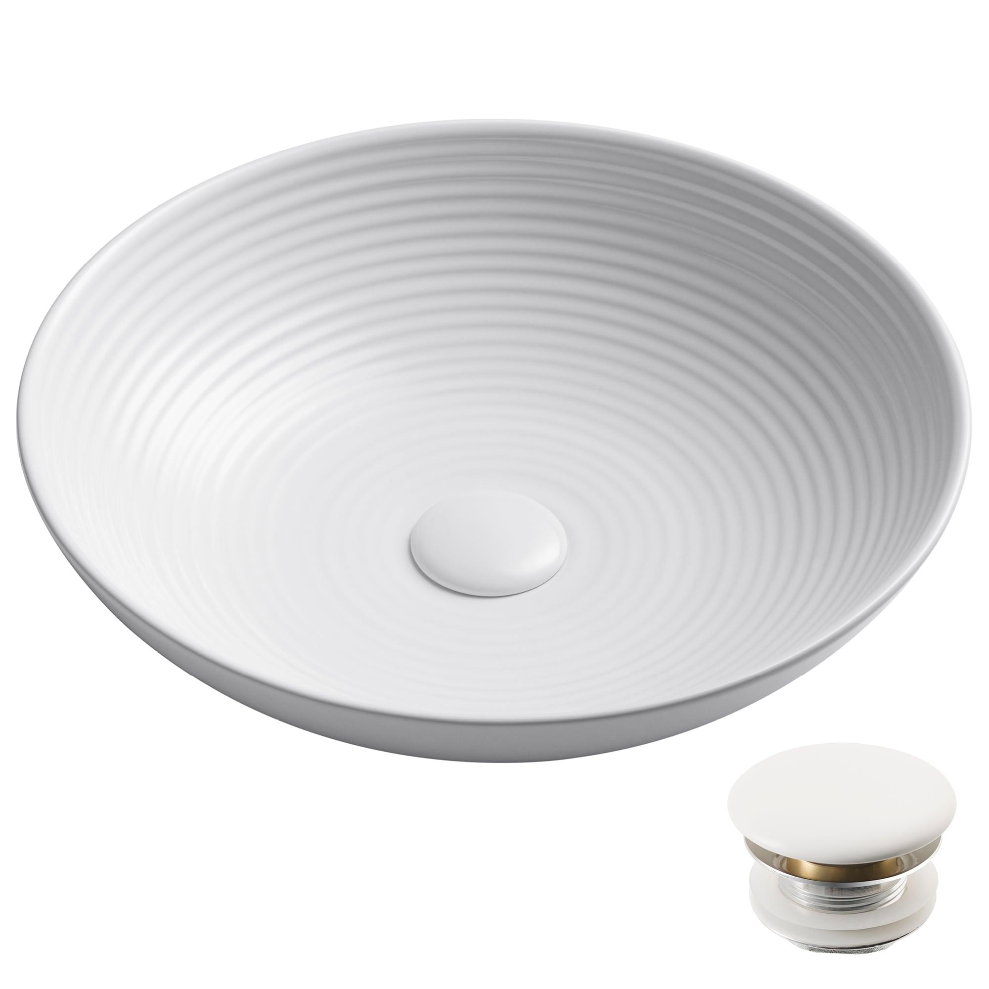 KRAUS Viva™ Thin Ceramics Vessel Bathroom Sink with Pop-Up Drain