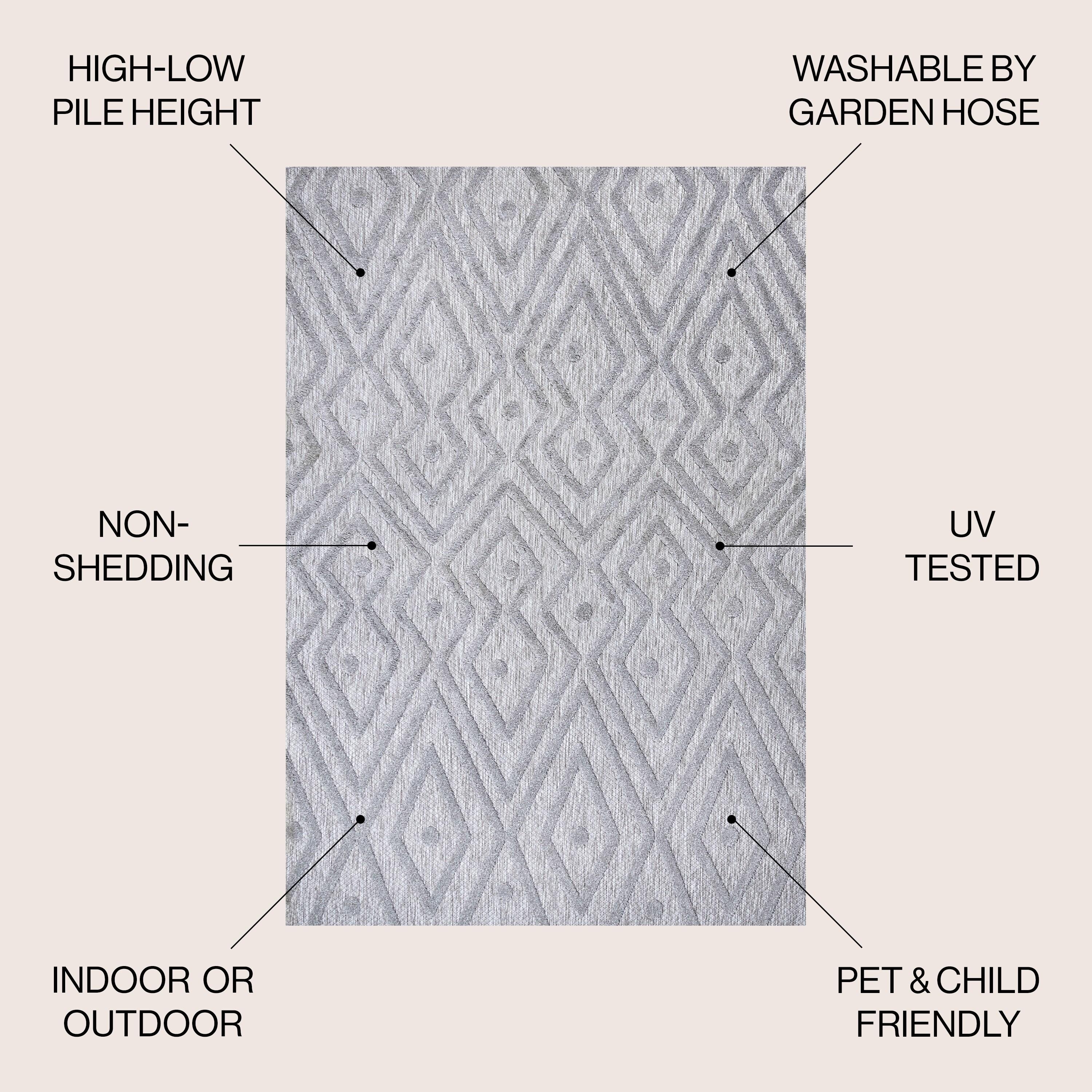 5'x8' Balansat Moroccan Diamond Indoor/Outdoor Area Rug, Light Gray - JONATHAN Y