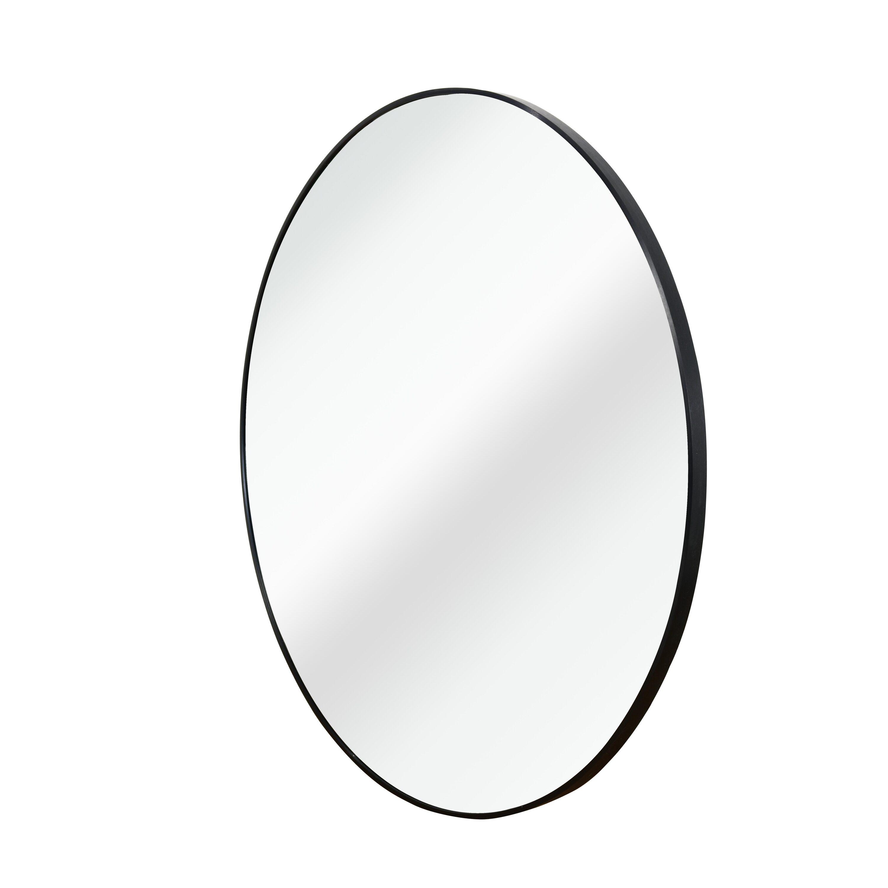 Black 16 Inch Metal Round Bathroom Mirror