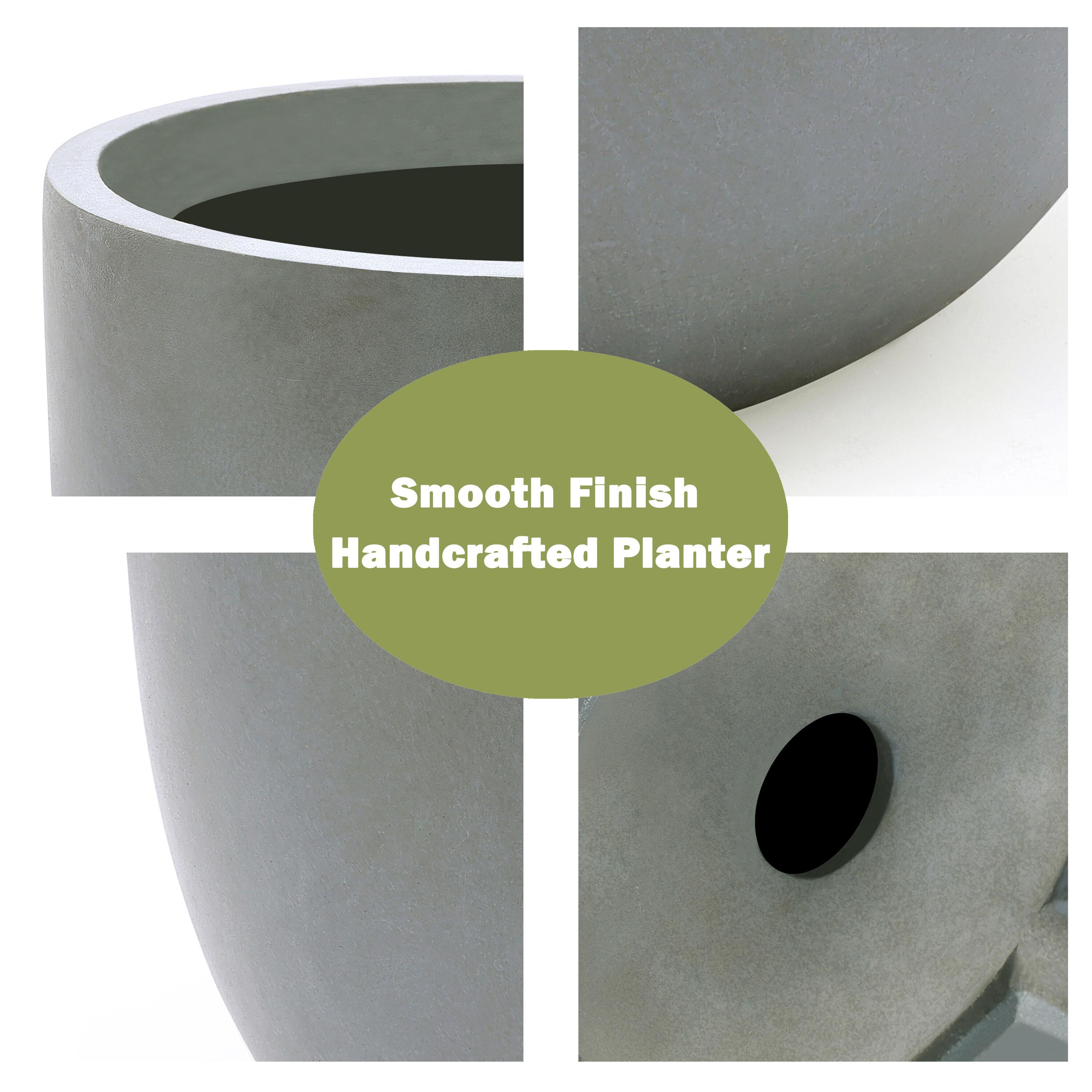 LuxenHome Round Tapered 12.2" H Flower Pot Planter Gray