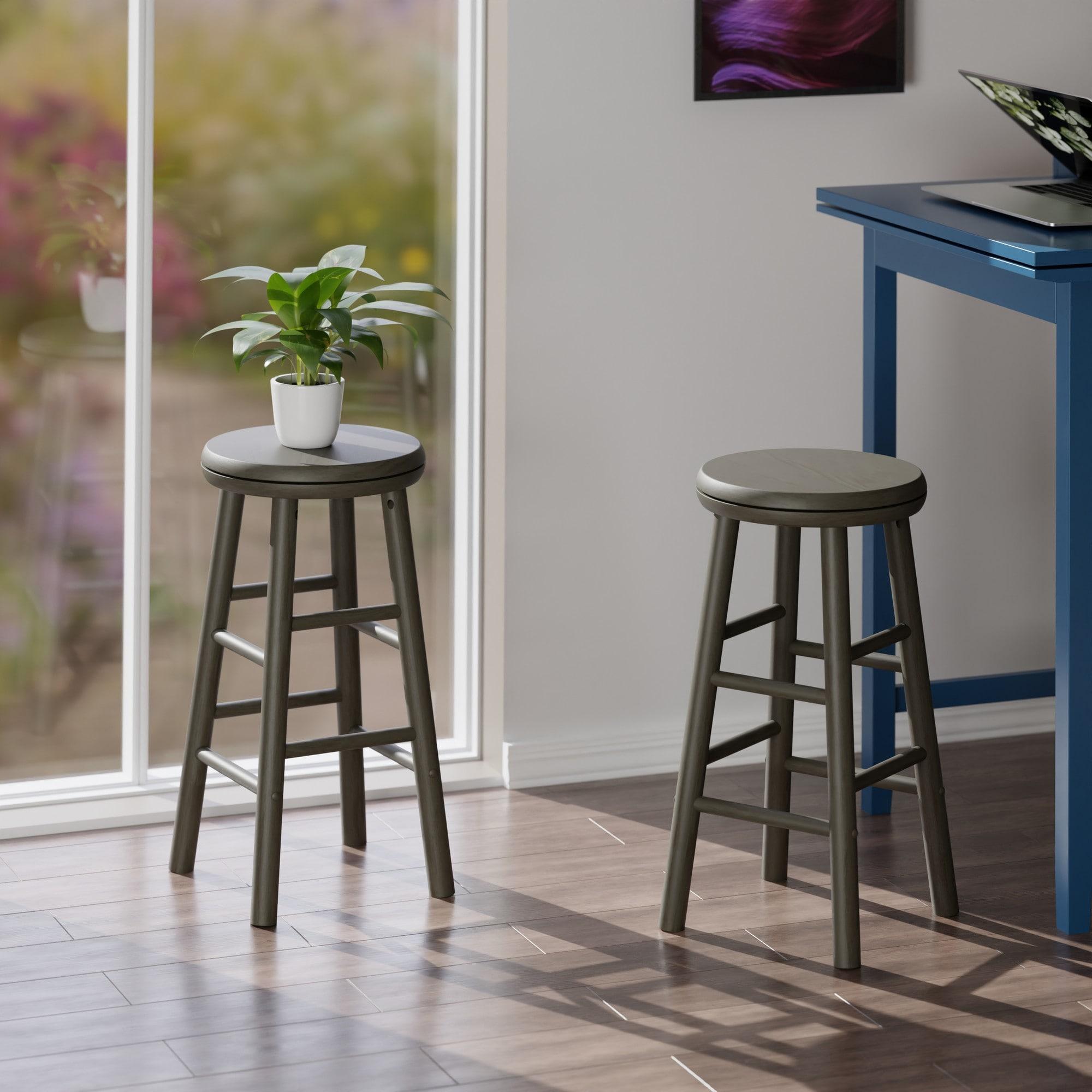 25.31" 2pc Shelby Swivel Seat Counter Height Barstools Gray - Winsome: Solid Wood, Tapered Legs