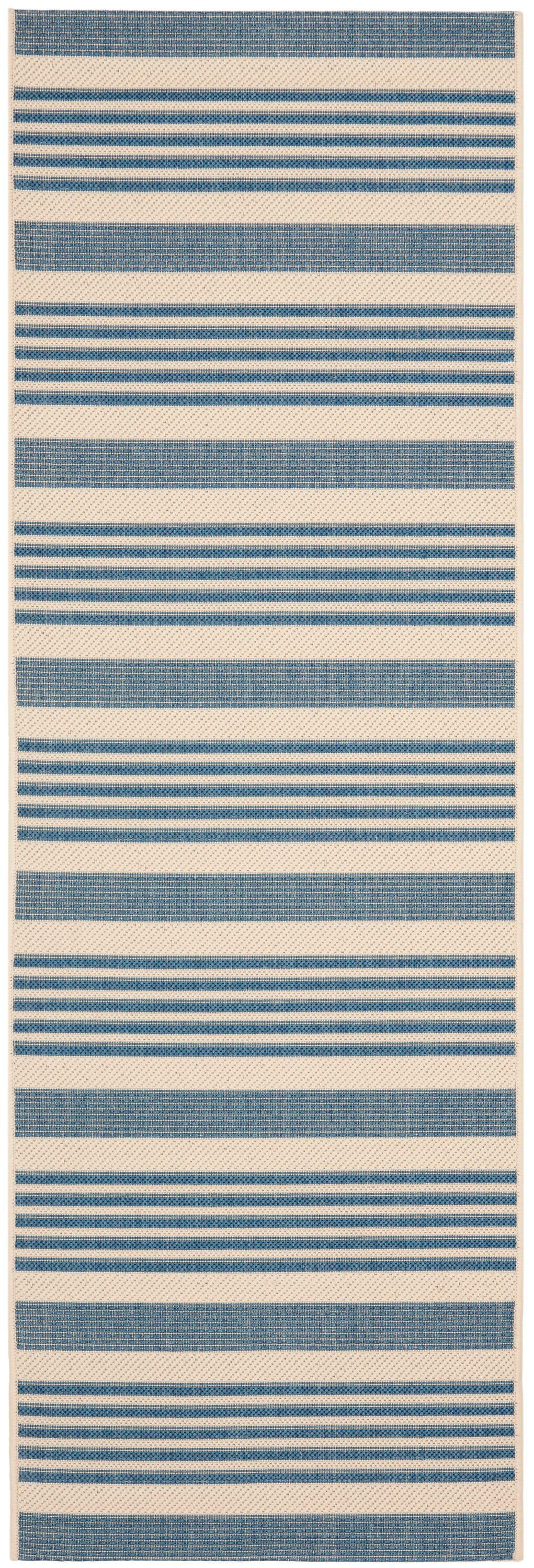 Courtyard CY6062 Power Loomed Indoor/Outdoor Runner Rug - Beige/Blue - 2'3"x12' - Safavieh.