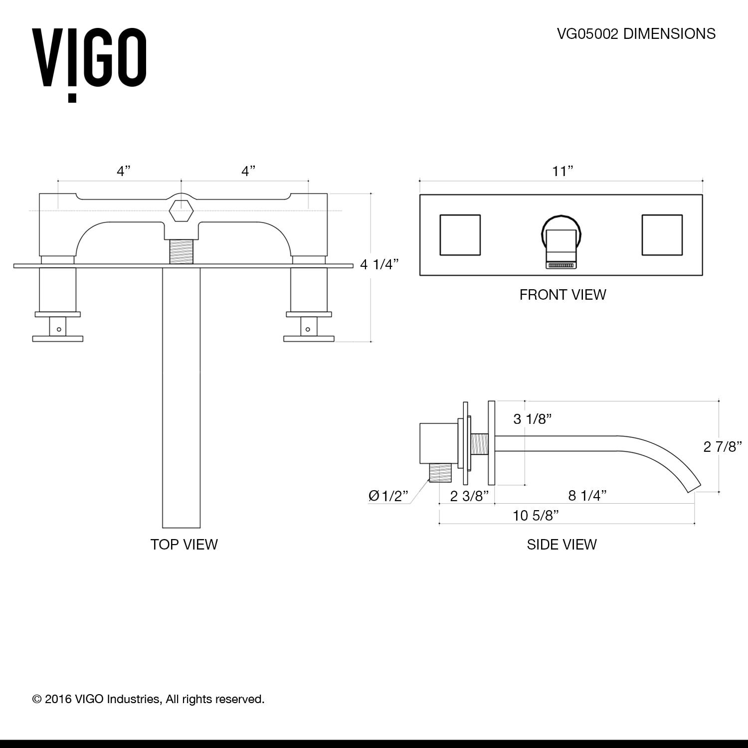 Titus 11" W Two Handle WaterSense Wall Mount Bathroom Faucet