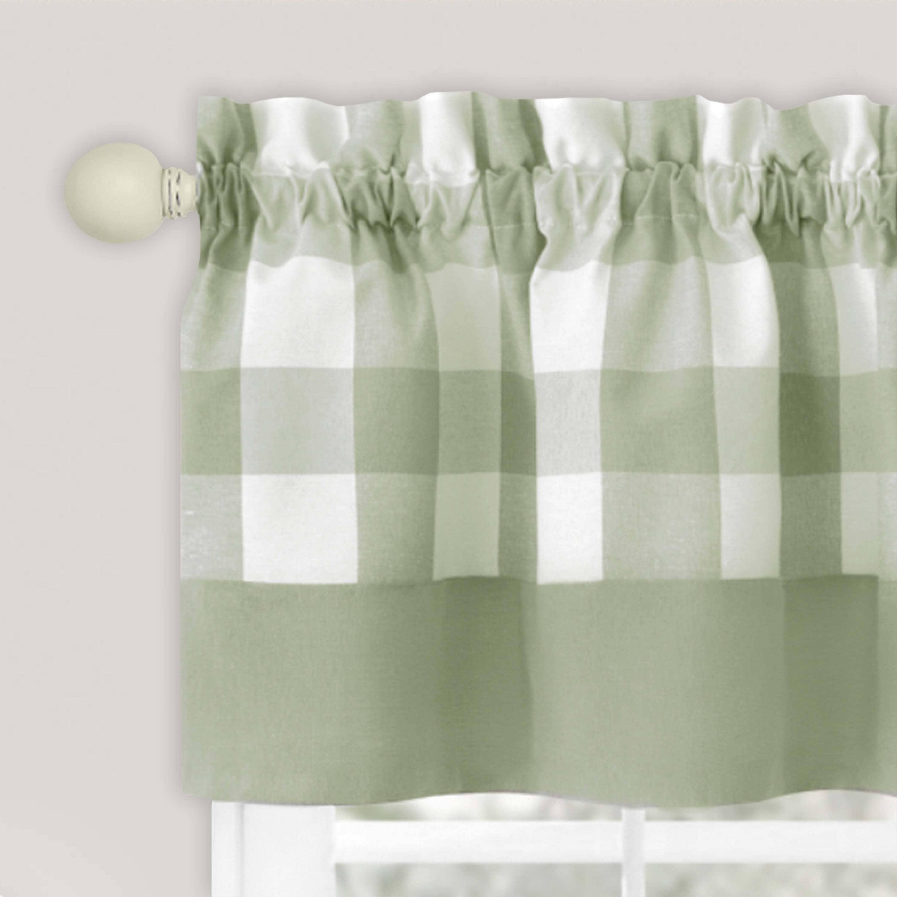 Achim Hunter Indoor Polyester/Cotton Light Filtering Checkered Valance, Apple Green, 58-in W x 14-in L