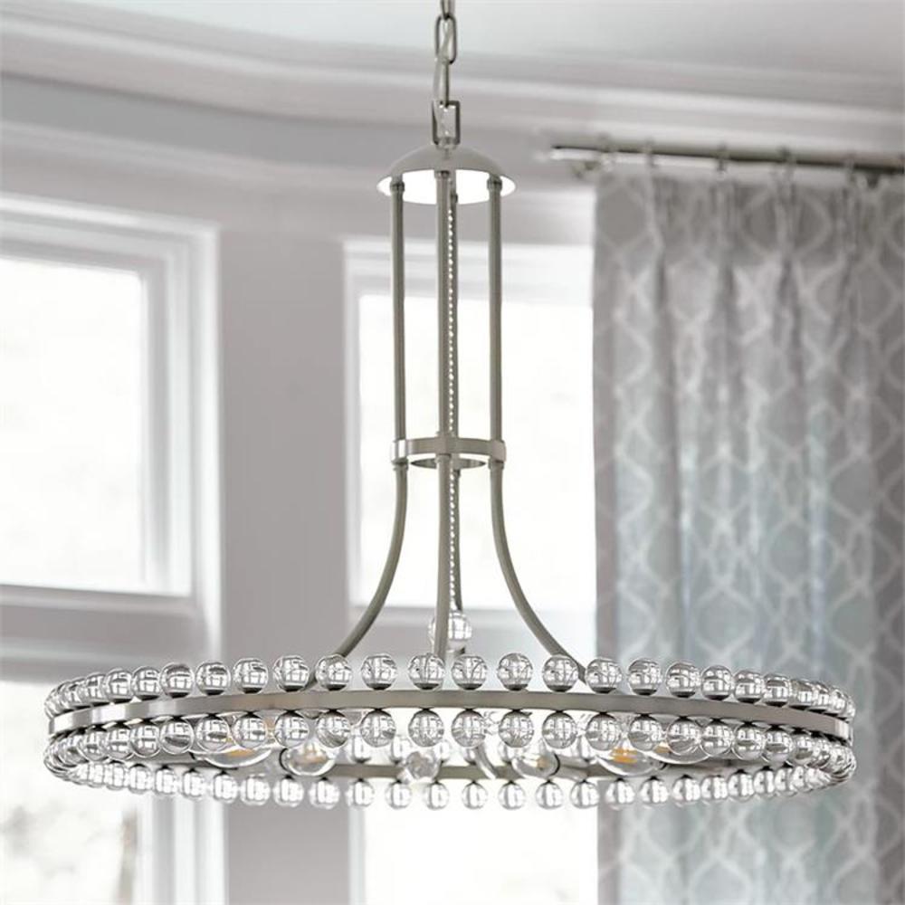 Brushed Nickel and Glass 12-Light Chandelier