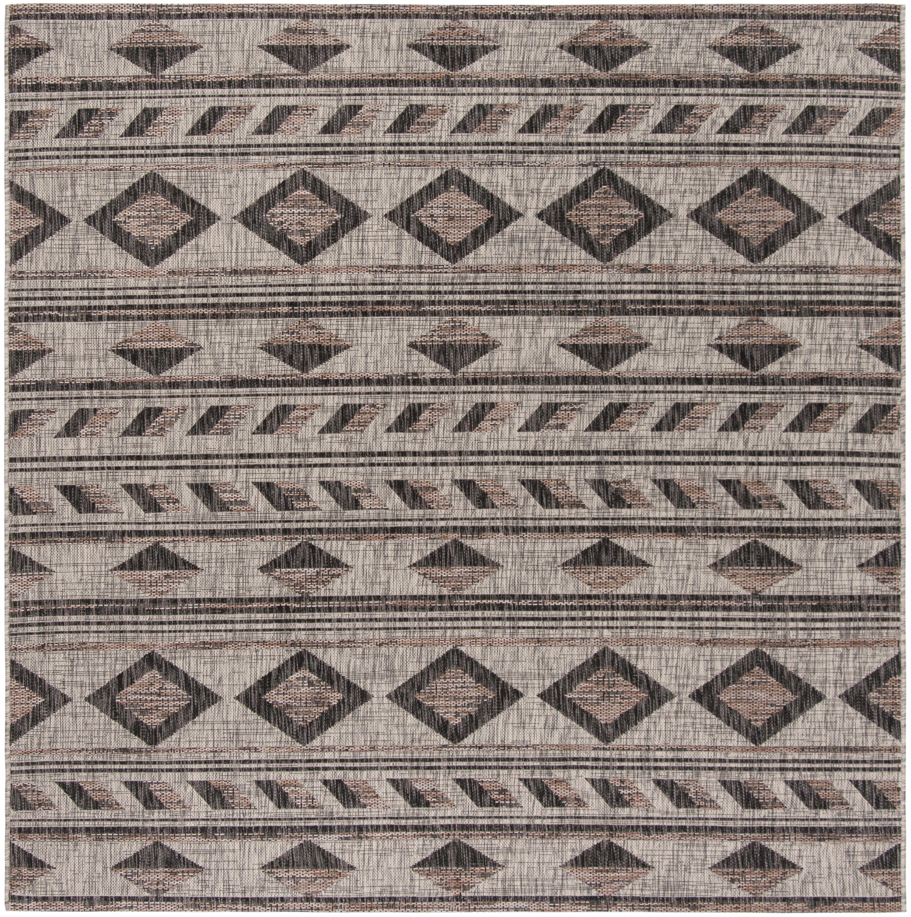 Courtyard CY8529 Power Loomed Indoor/Outdoor Area Rug - Grey/Black - 5'3"x5'3" - Safavieh.
