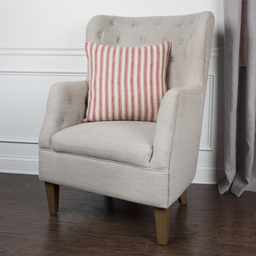 20"x20" Oversize Ticking Striped Square Throw Pillow Red - Rizzy Home: Cotton Canvas, Indoor Decorative Cushion with Zipper