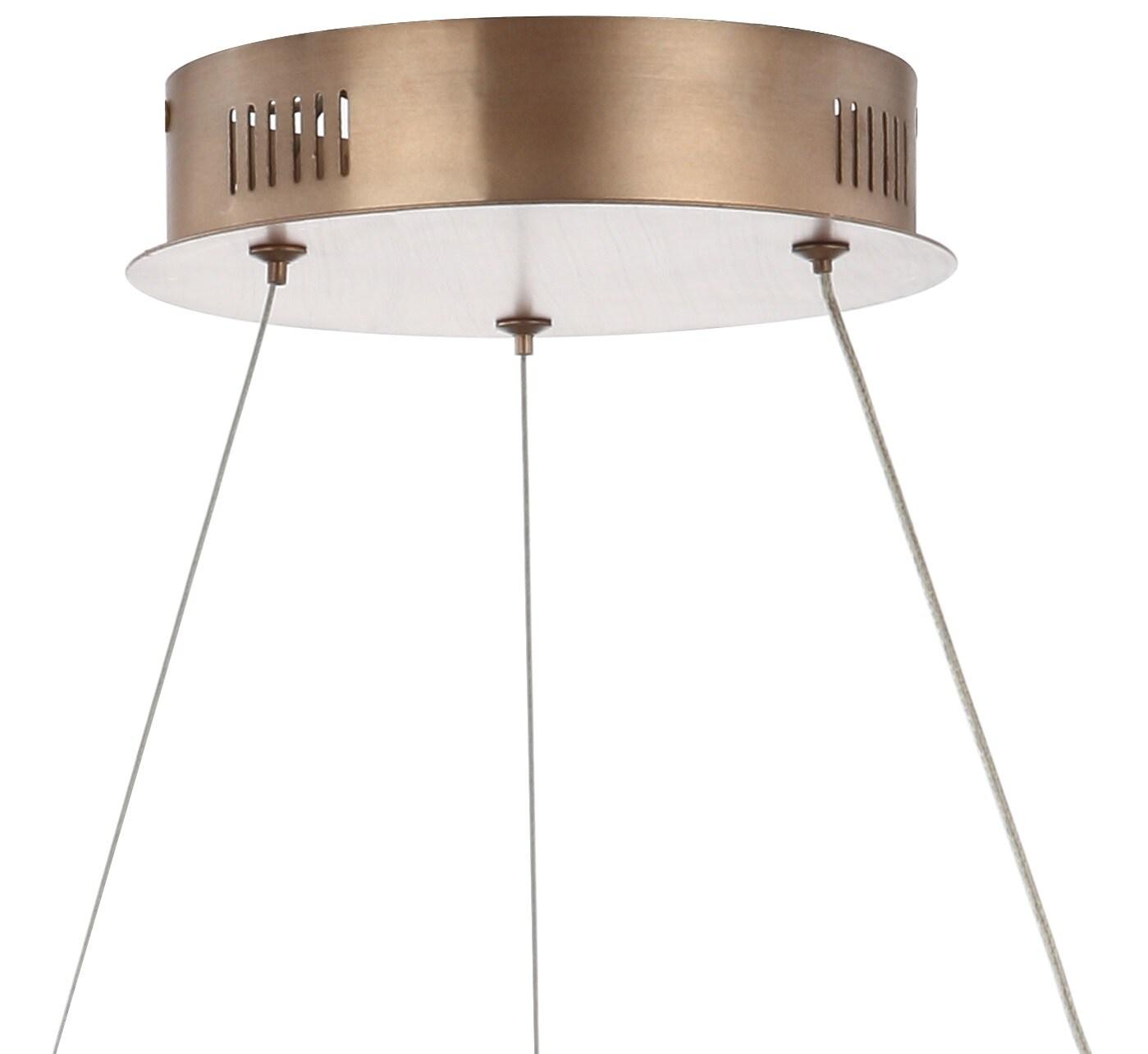 Cursive 24" Adjustable Spiral Integrated LED Metal Chandelier Ceiling Light, Coffee
