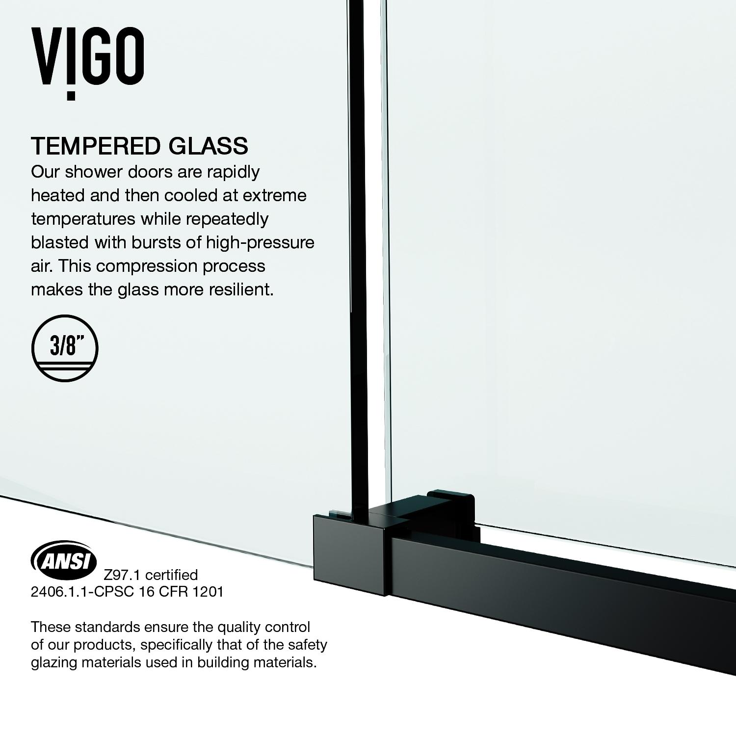 Elan E-Class 44-48" W x 76" H Sliding Frameless Shower Door with 3/8" Clear Glass