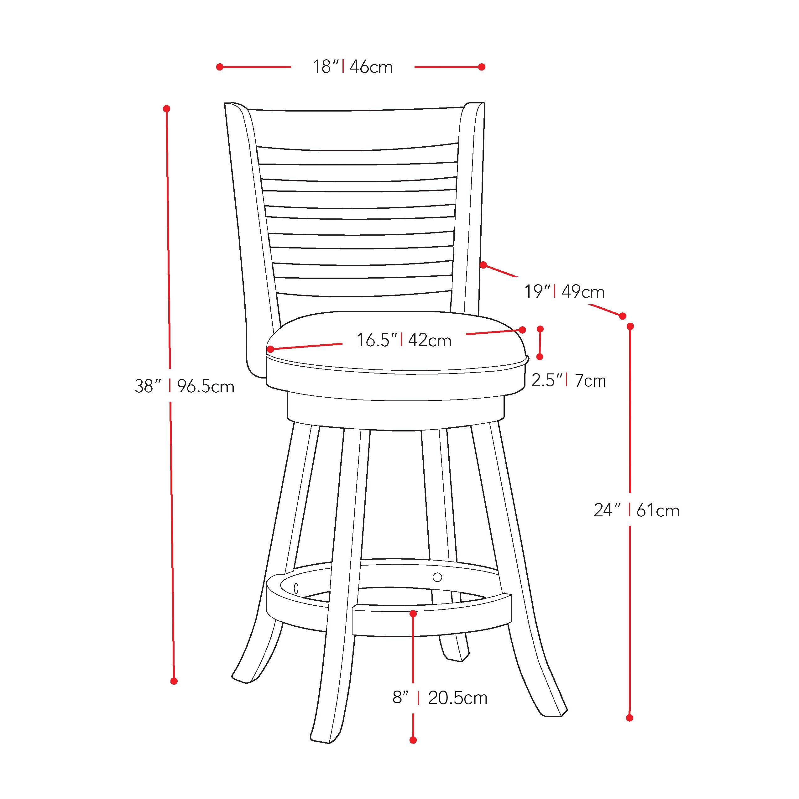 Set of 2 Woodgrove Counter Height Barstools with Slat Backrest Dark Cappuccino White - CorLiving: Faux Leather, Swivels, Rubberwood Legs