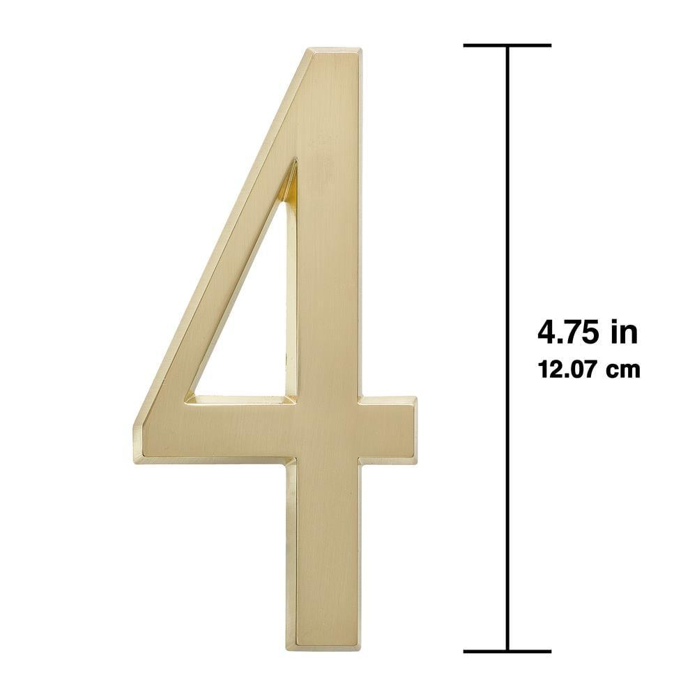 4.75-Inch Satin Brass Metal Address Number 4