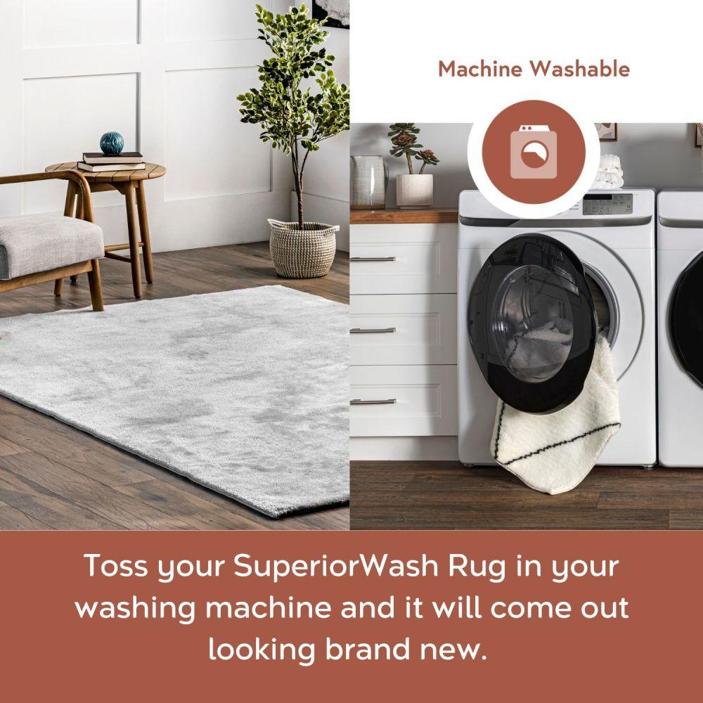 Nuloom Loni Cozy Plush Solid Pet Friendly Premium Machine Washable Shag Area Rug, 6' x 9', Light Grey