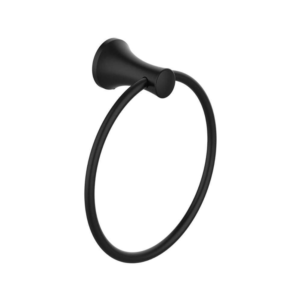 Matte Black Metal Towel Ring with Concealed Mounting