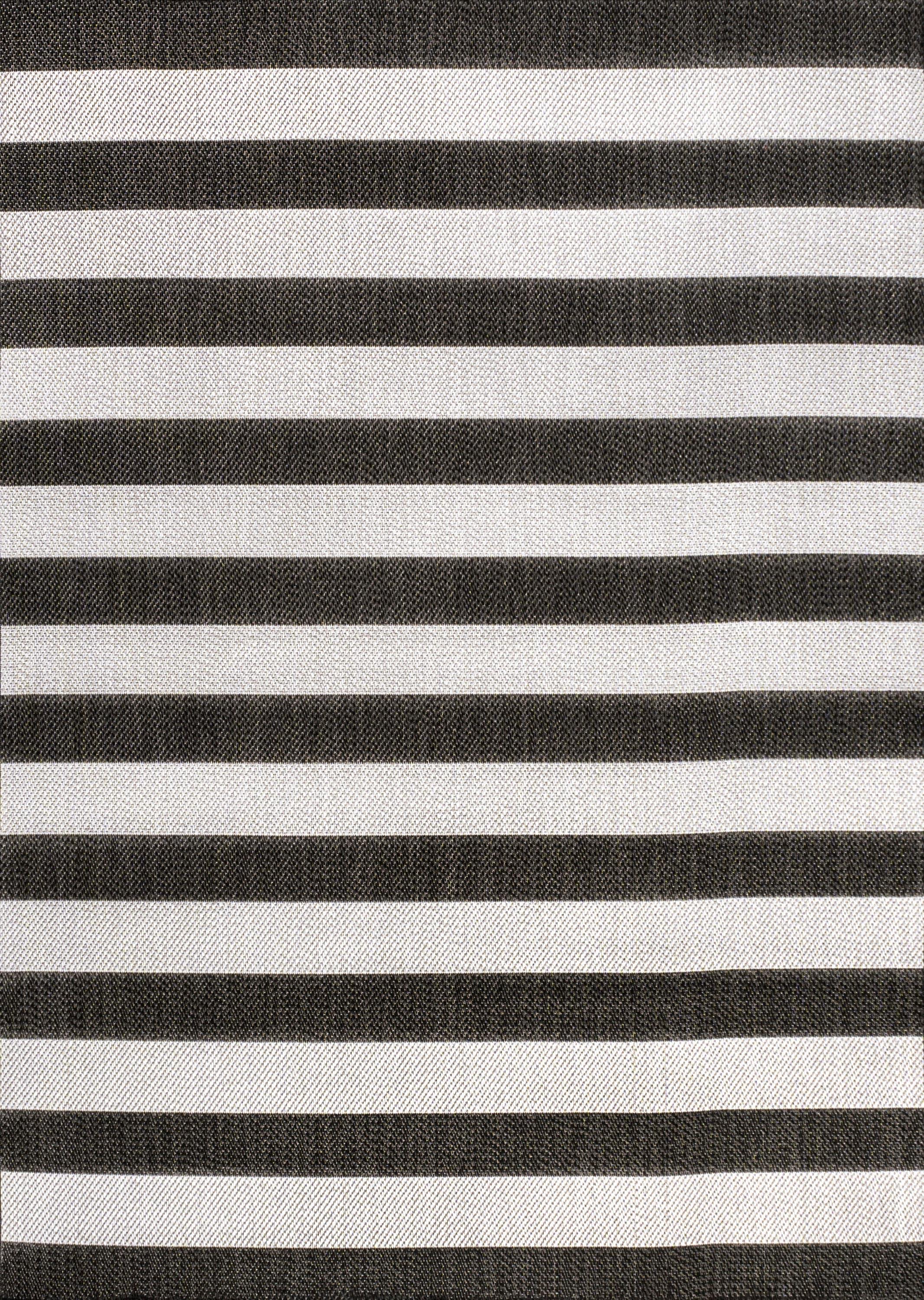 3' x 5' Negril Two-Tone Wide Stripe Indoor/Outdoor Area Rug, Black/Cream - JONATHAN Y