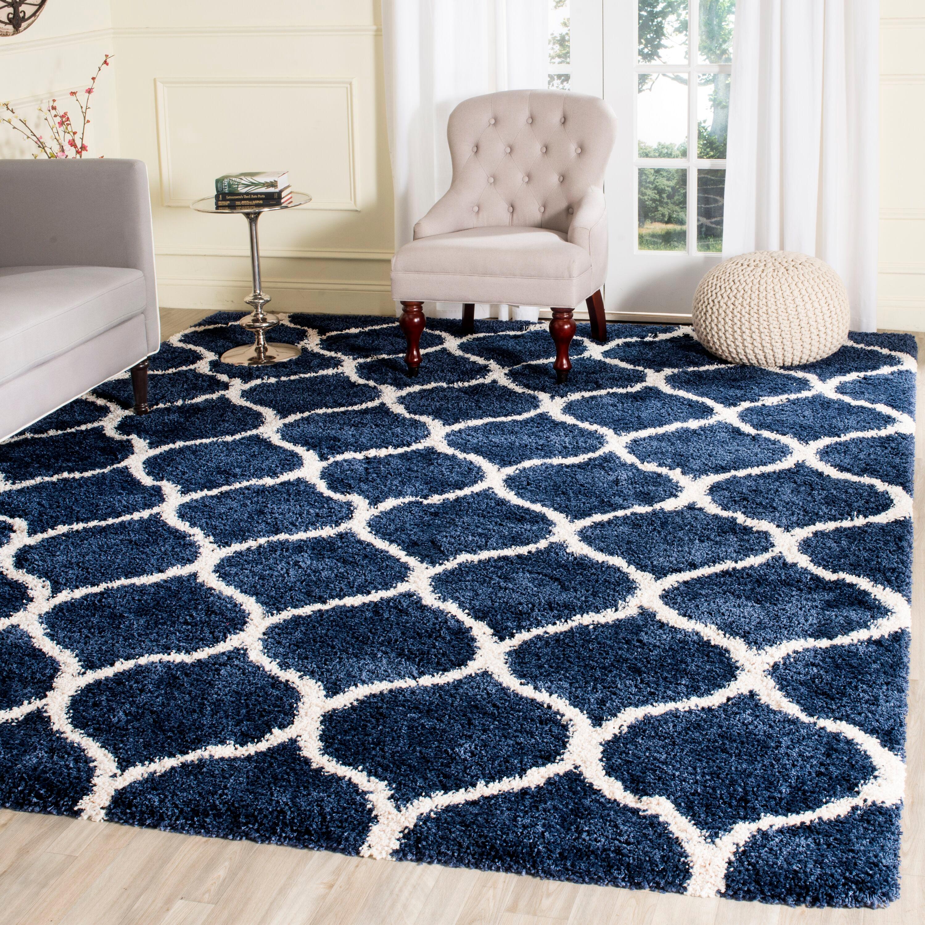 Hudson Shag SGH280 Power Loomed Indoor Area Rug - Navy/Ivory - 8'x10' - Safavieh.